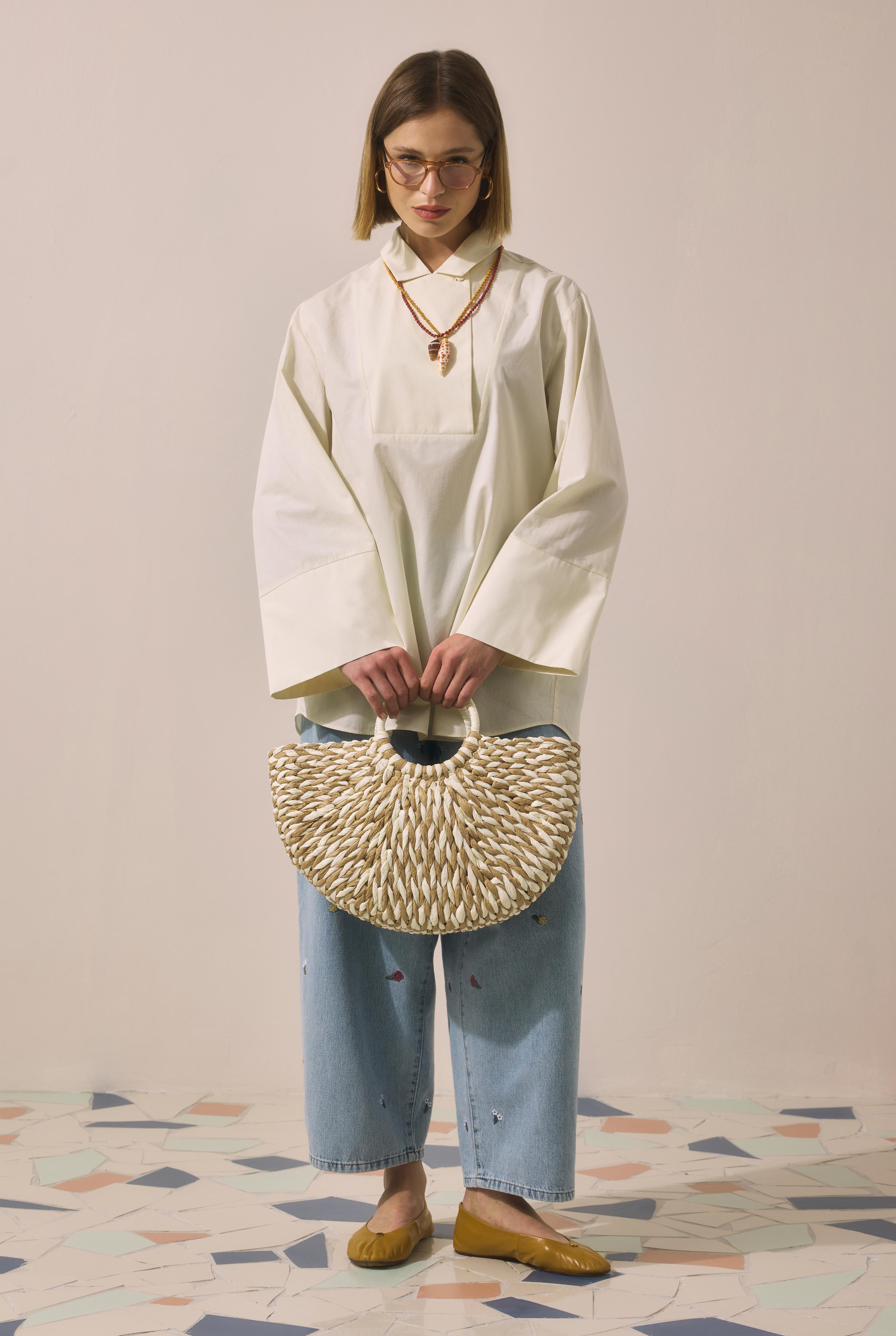 Straw Basket Bag Camel - 2