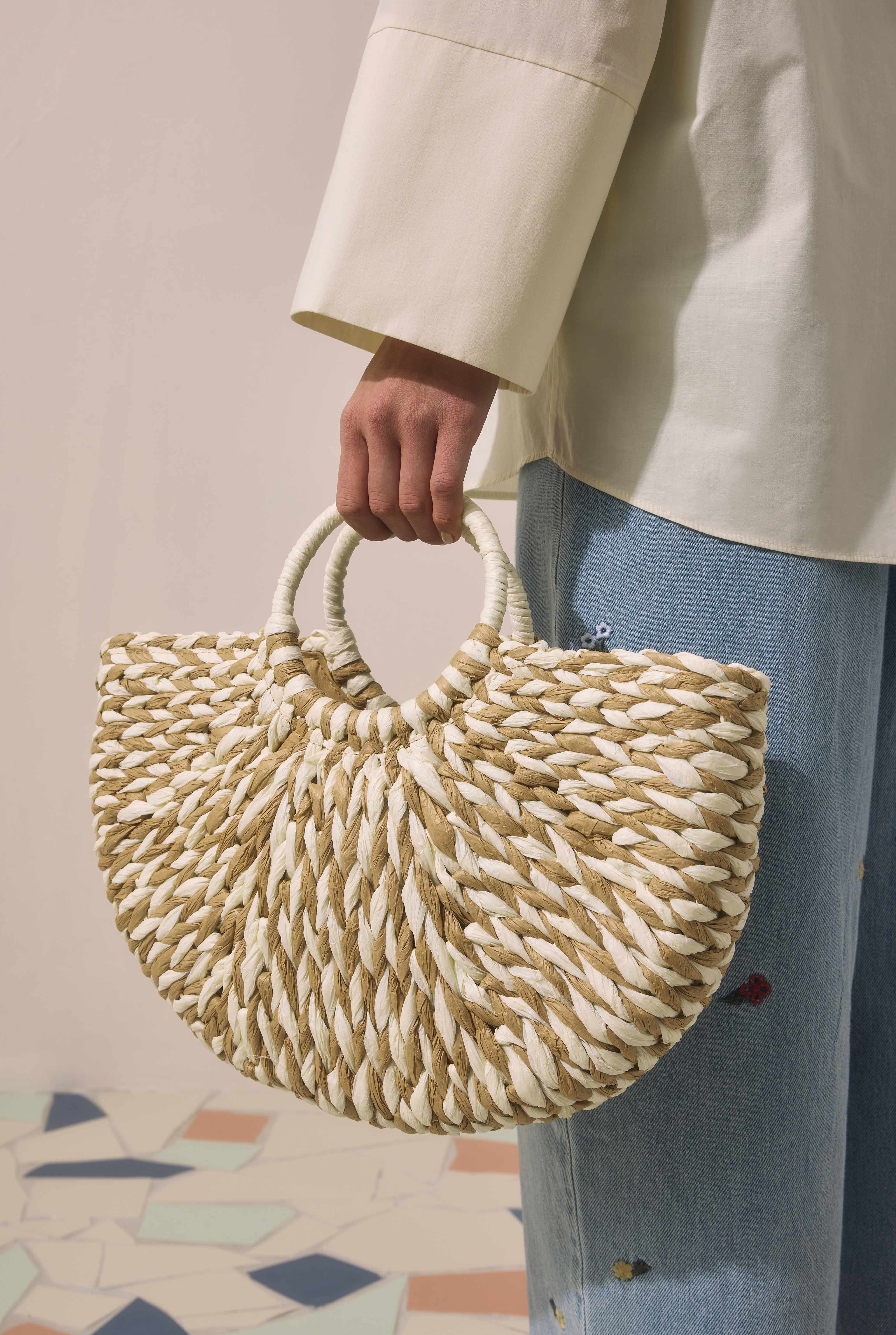 Straw Basket Bag Camel - 1