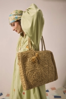 Straw Bag With Charm Detail Camel 