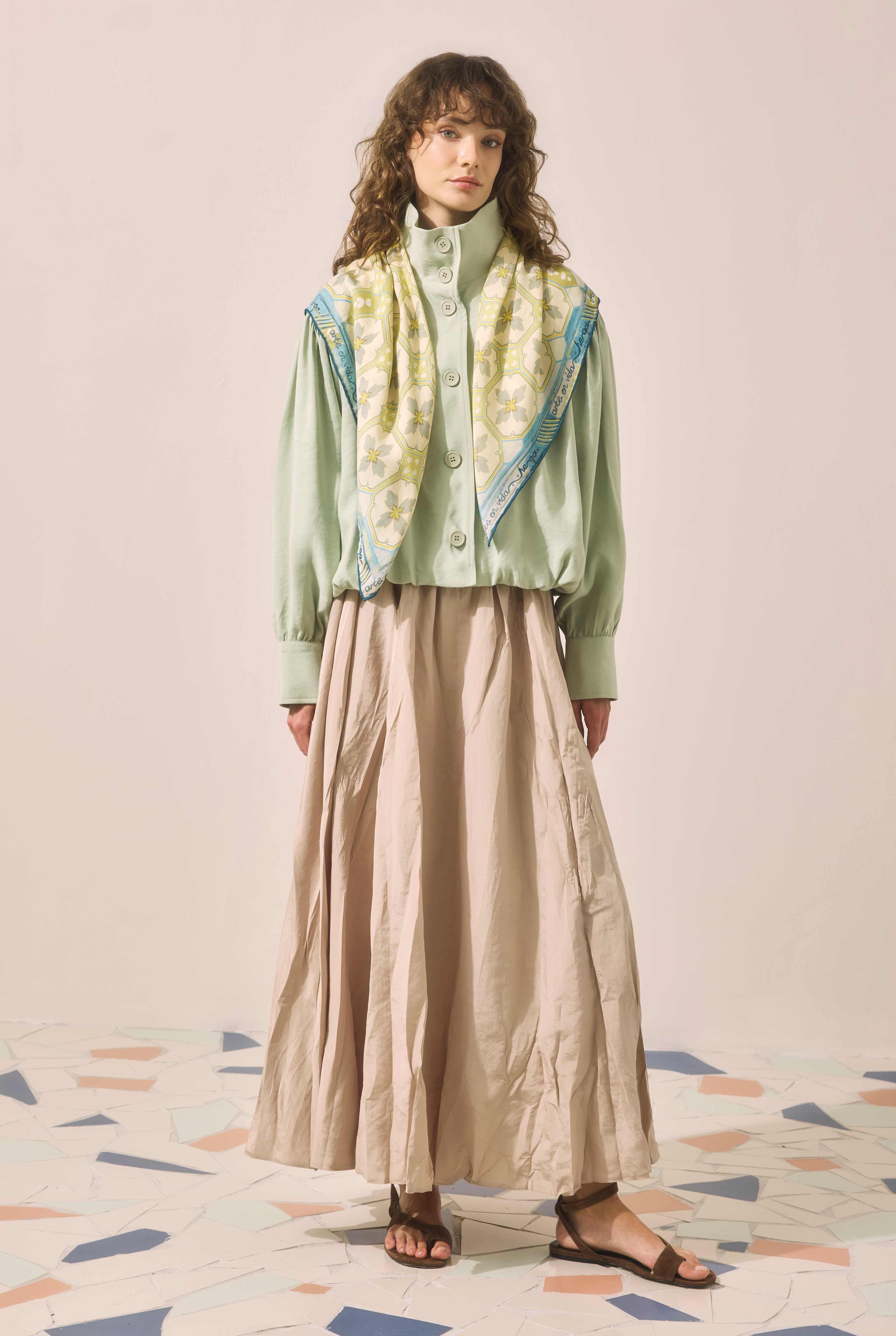High Neck Bomber Jacket Eucalyptus - HE-QA