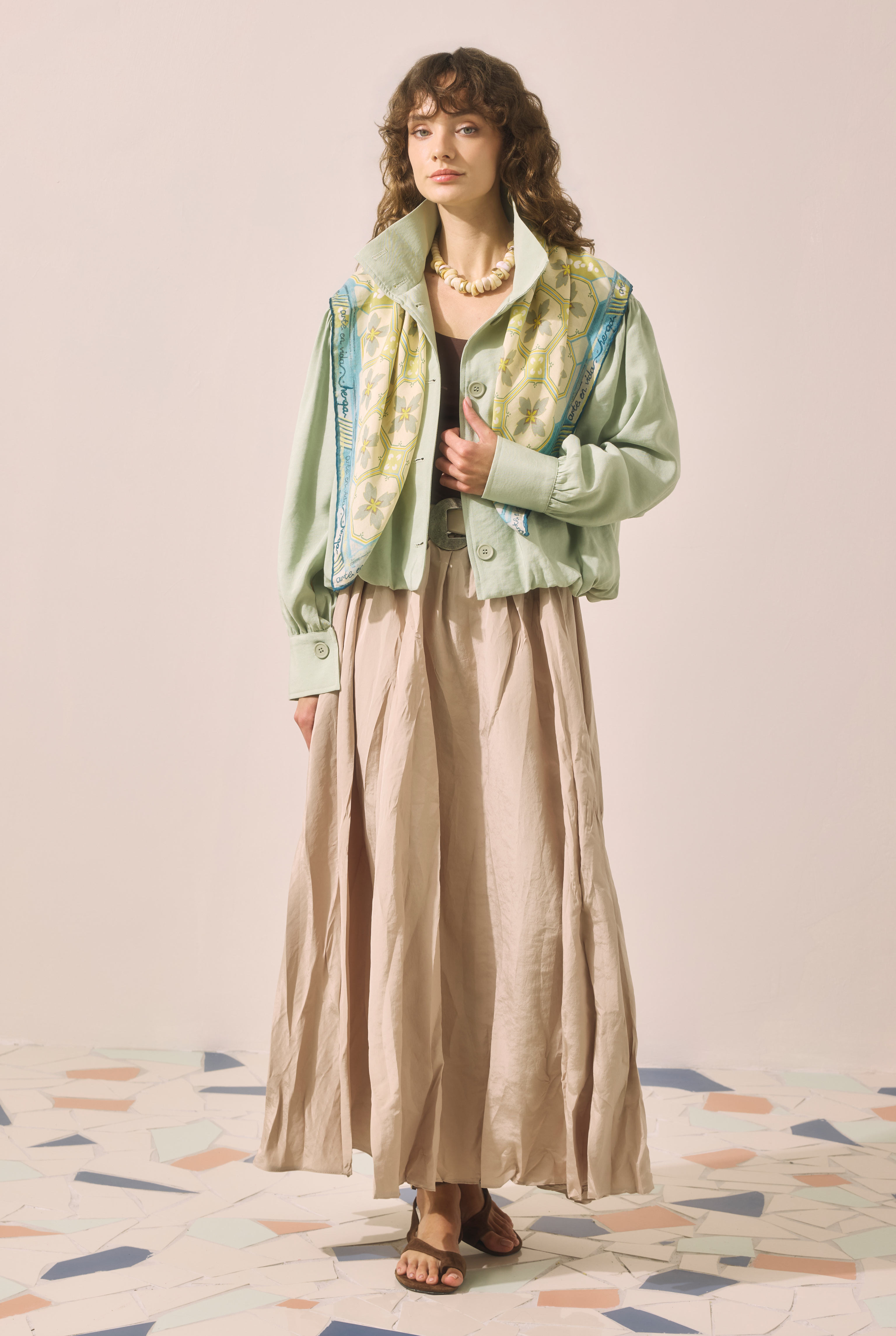 High Neck Bomber Jacket Eucalyptus - 2