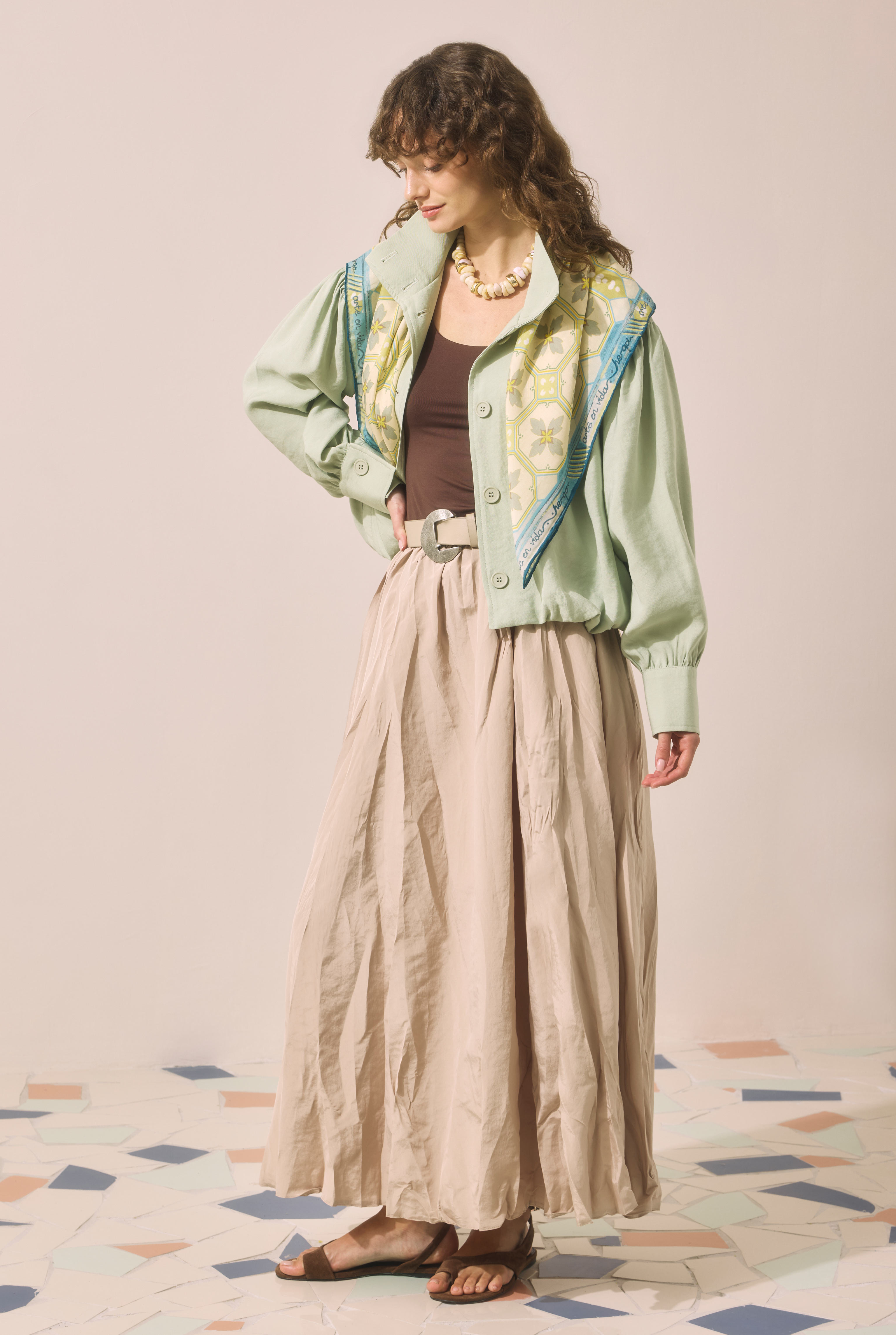 High Neck Bomber Jacket Eucalyptus - 3