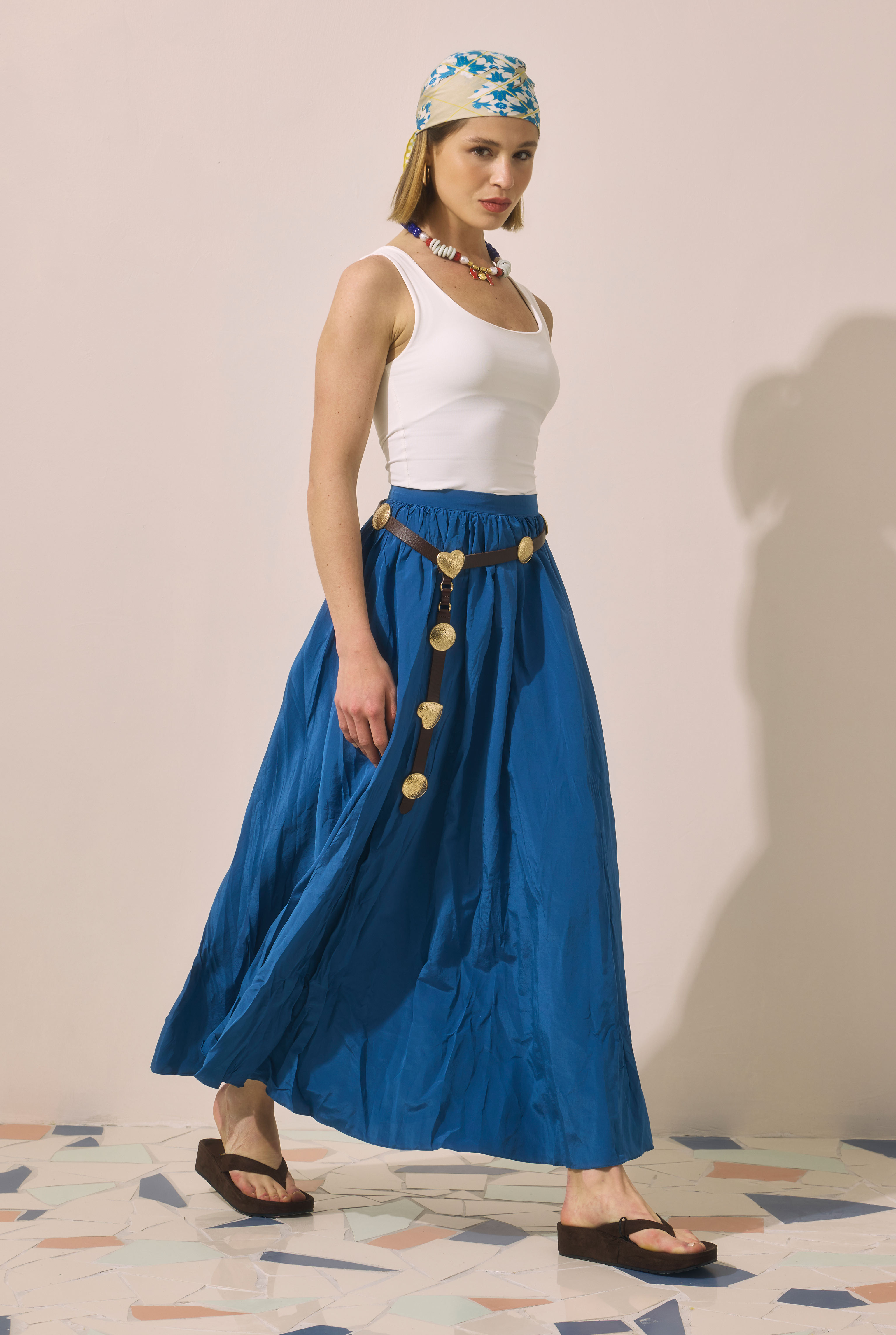 Colorful Crinkled Skirt Indigo - 2