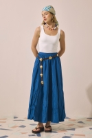 Colorful Crinkled Skirt Indigo 