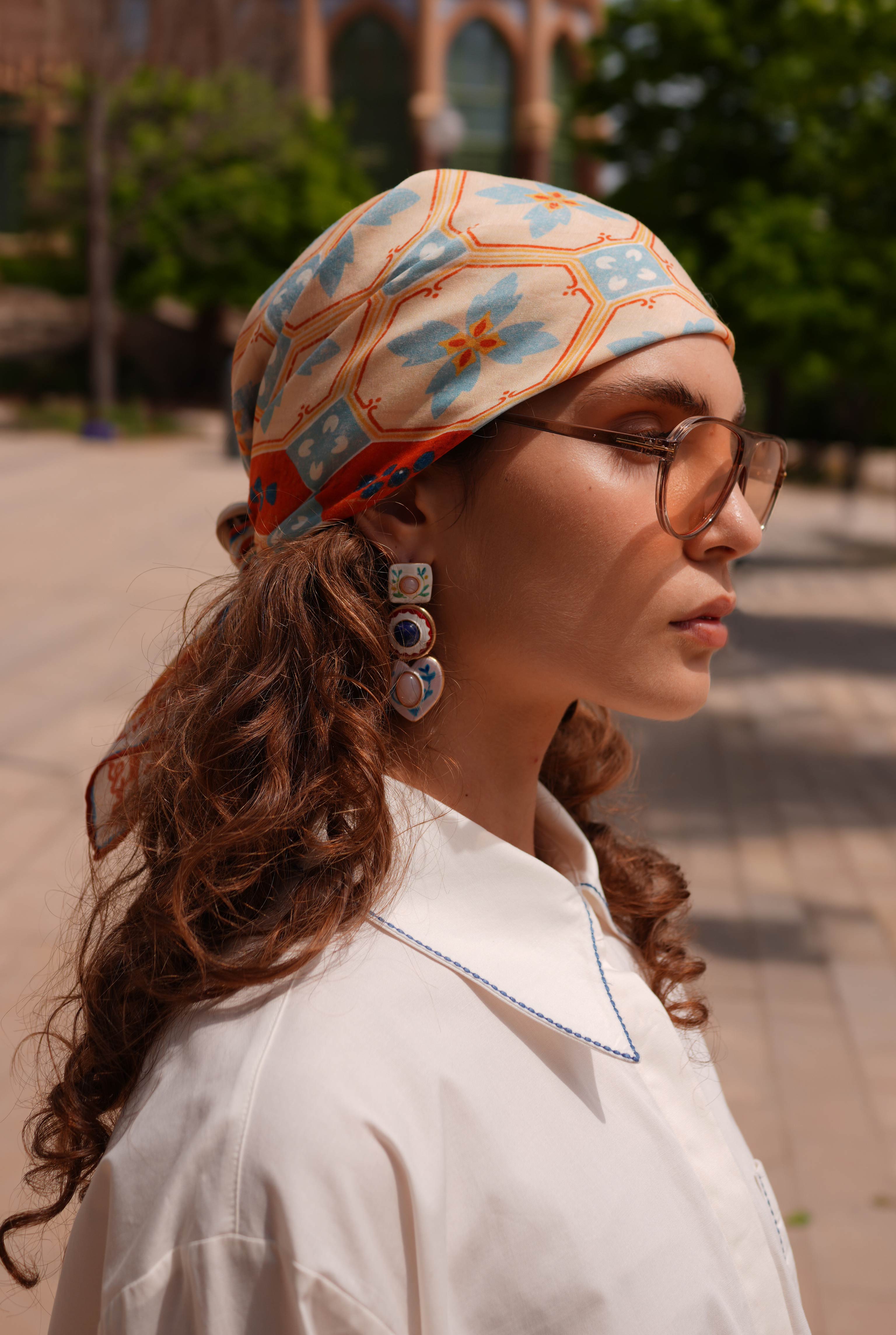 Azulejo Scarf Blue - 5