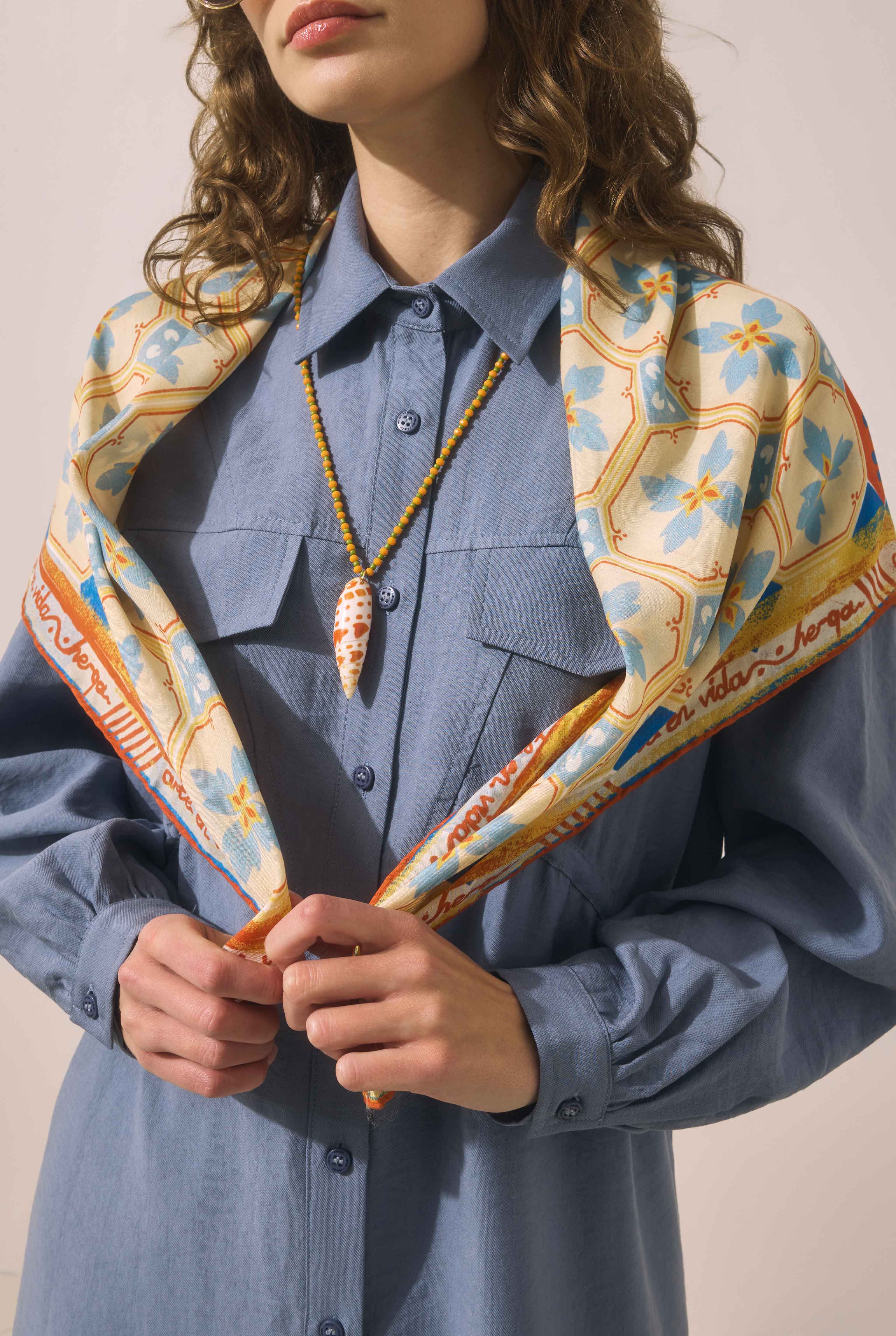 Azulejo Scarf Blue - 8