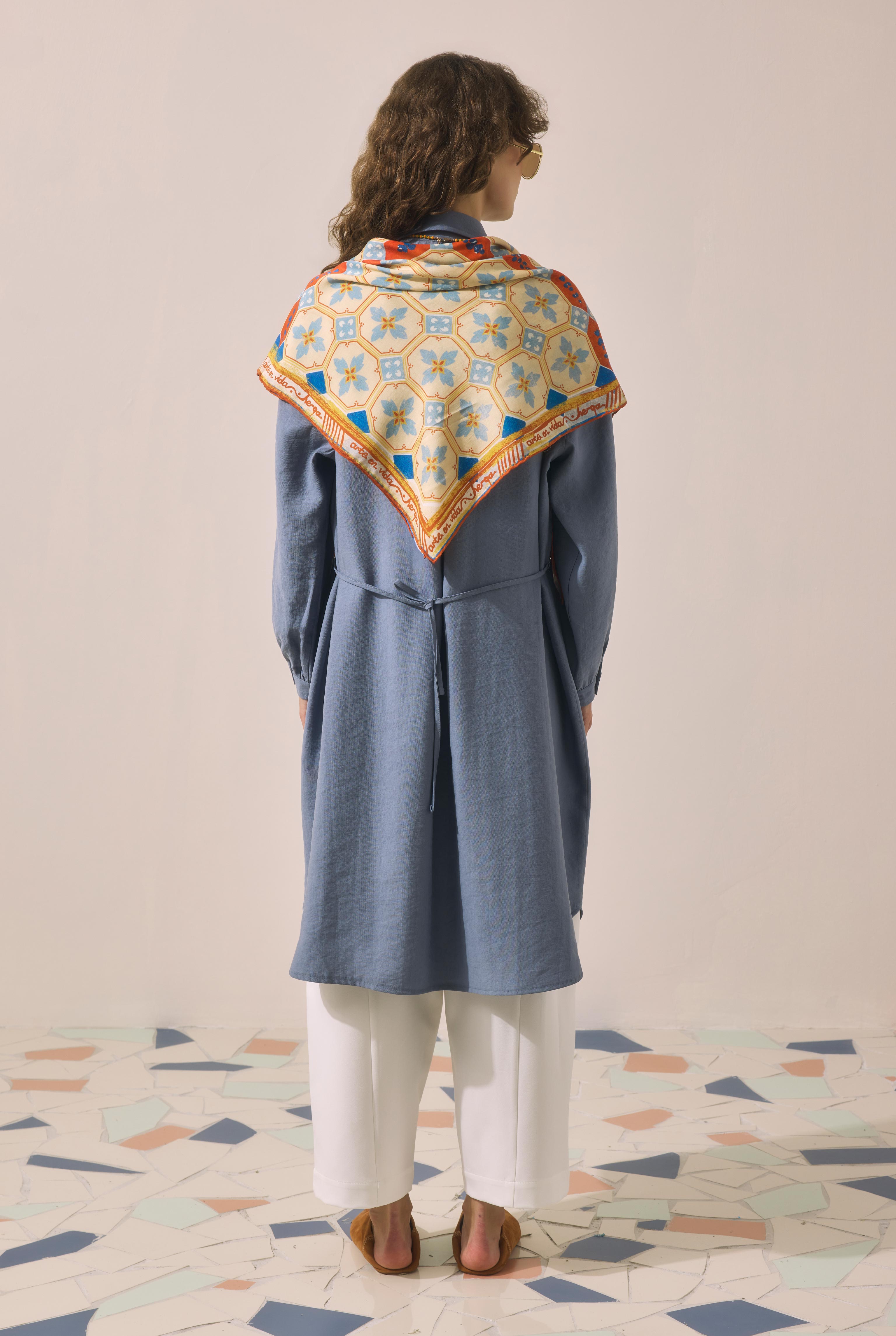 Azulejo Scarf Blue - 4
