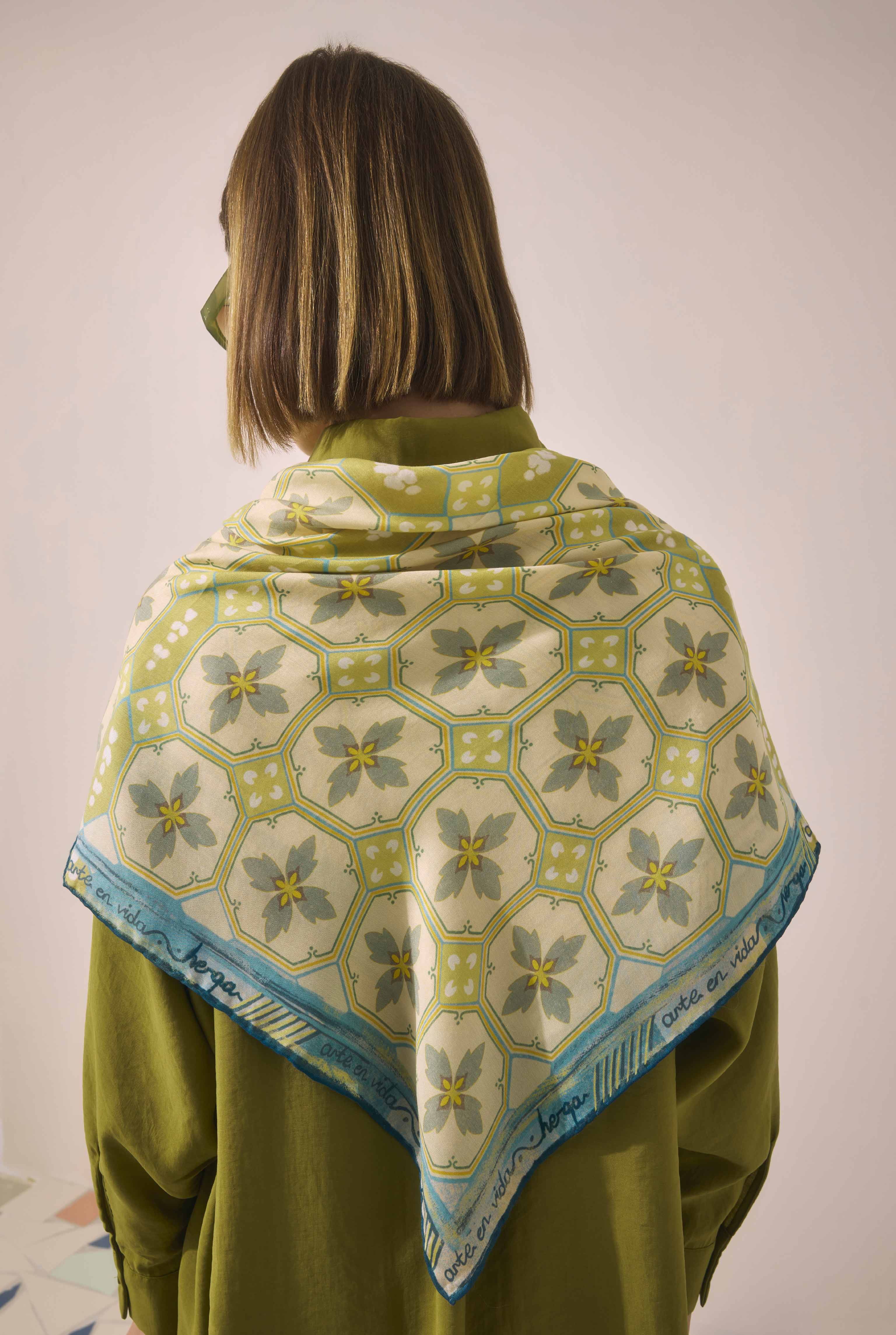 Azulejo Scarf Sage Green - 5