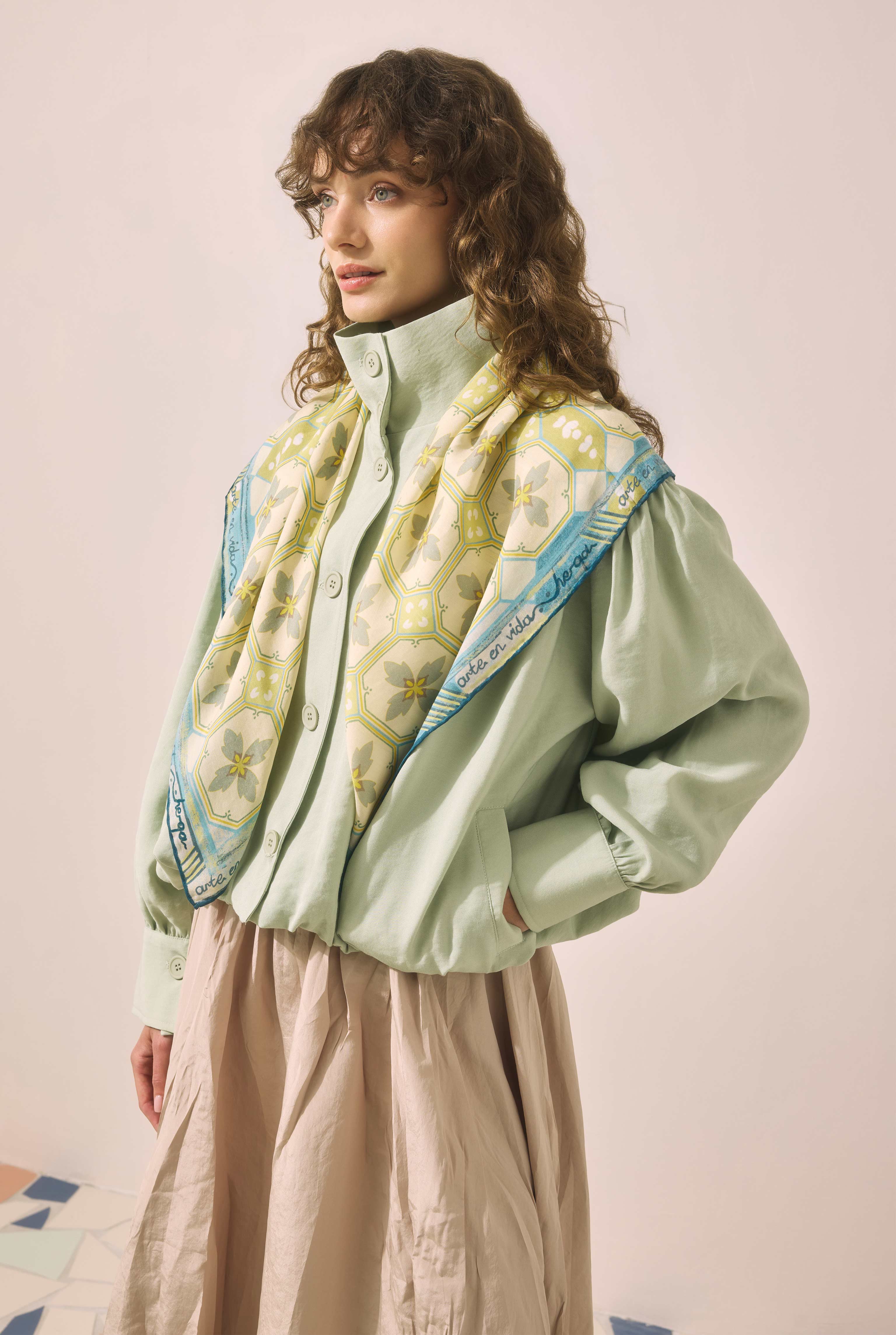 Azulejo Scarf Sage Green - 2