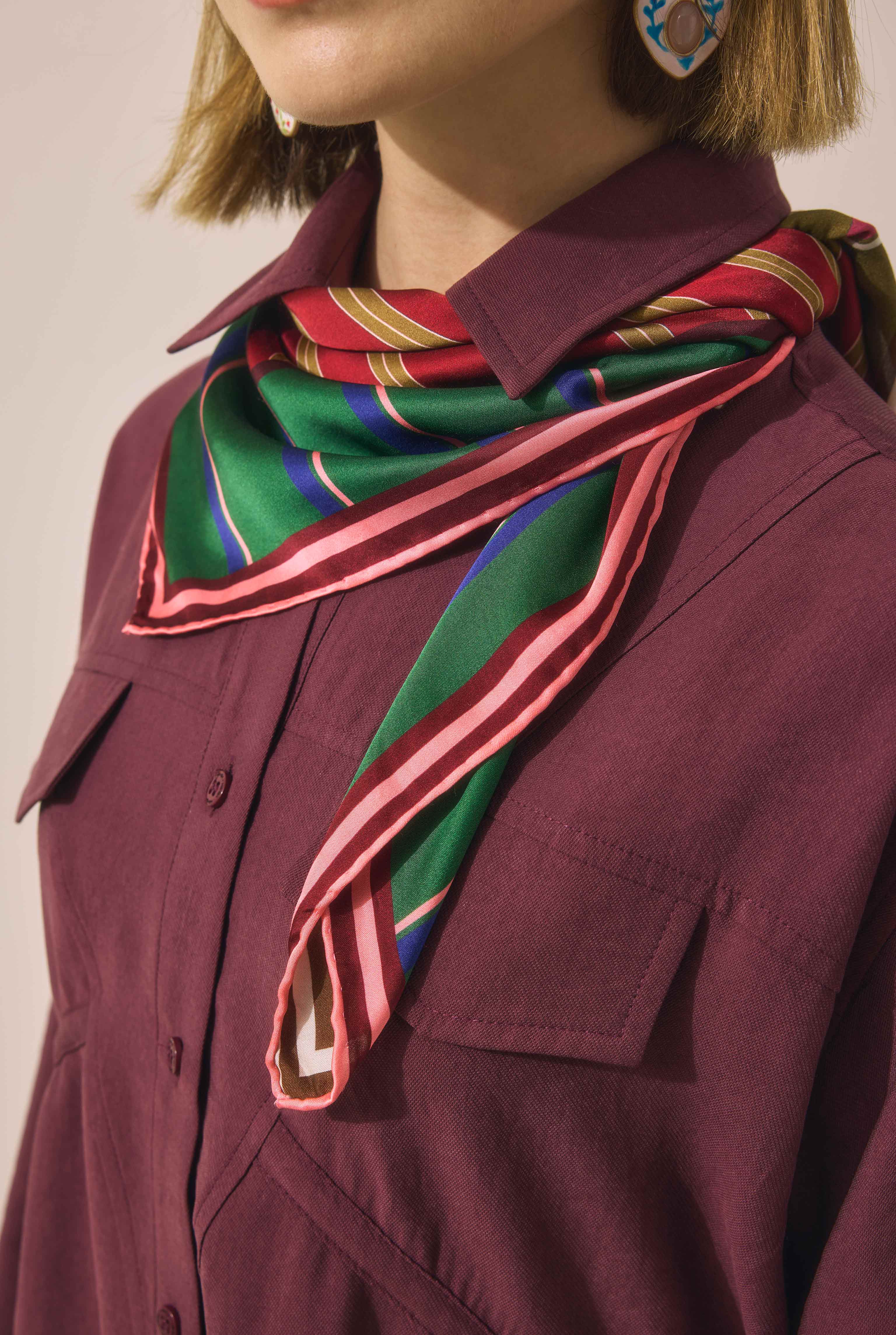 Long Ruched Detail Shirt Damson - 5