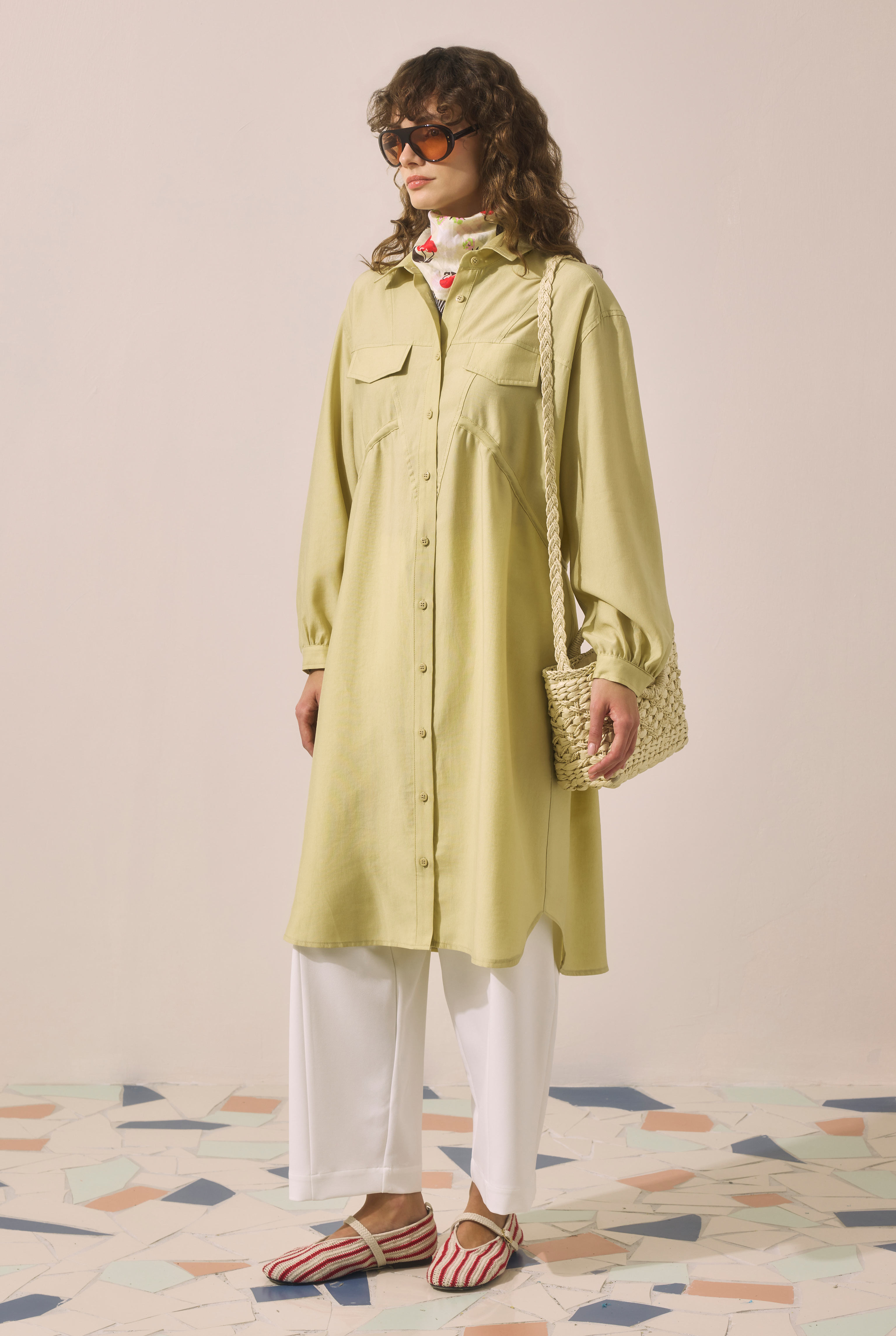 Long Ruched Detail Shirt Honey - 2