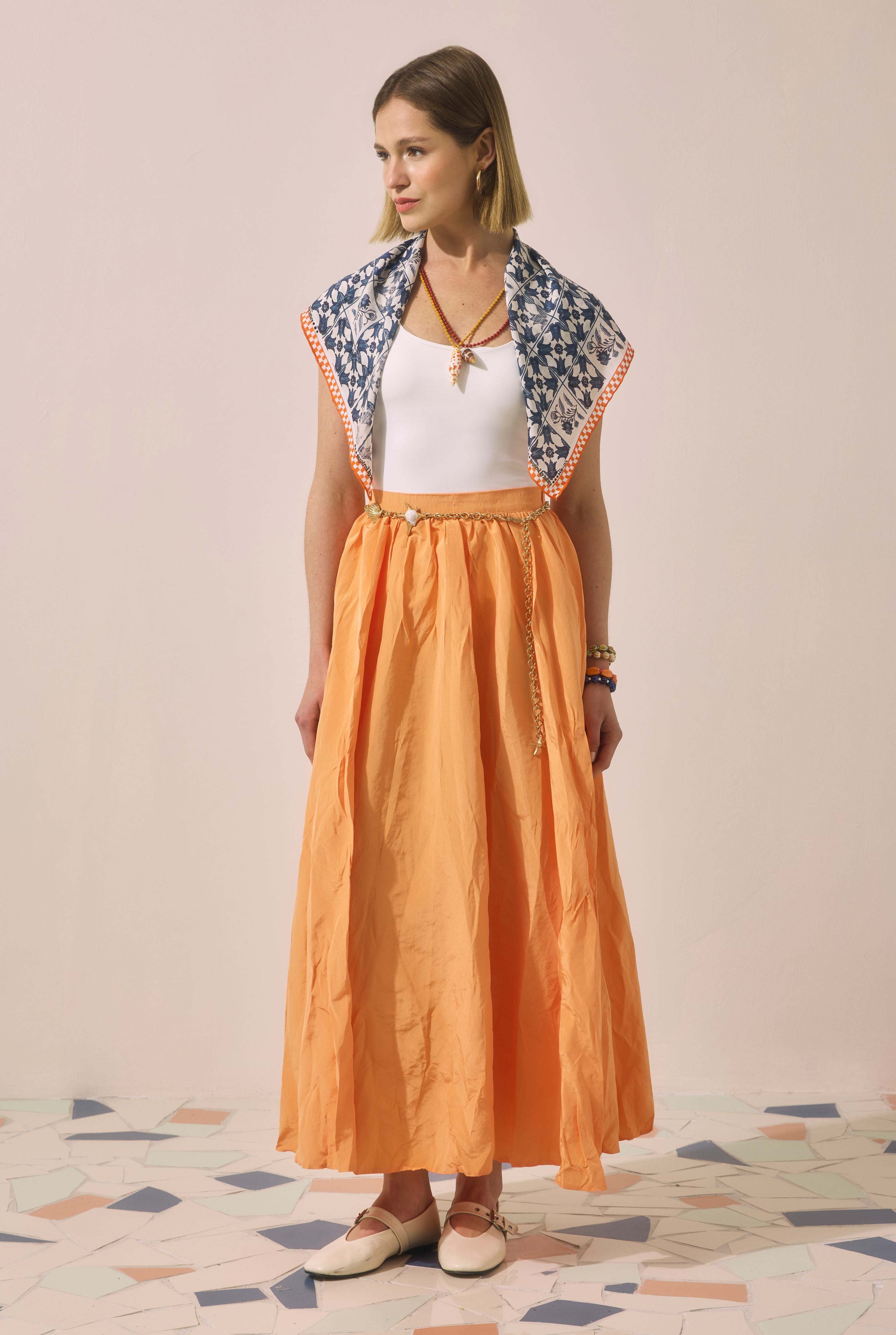 Colorful Crinkled Skirt Melon - HE-QA