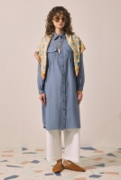 Long Ruched Detail Shirt Lavender Blue 