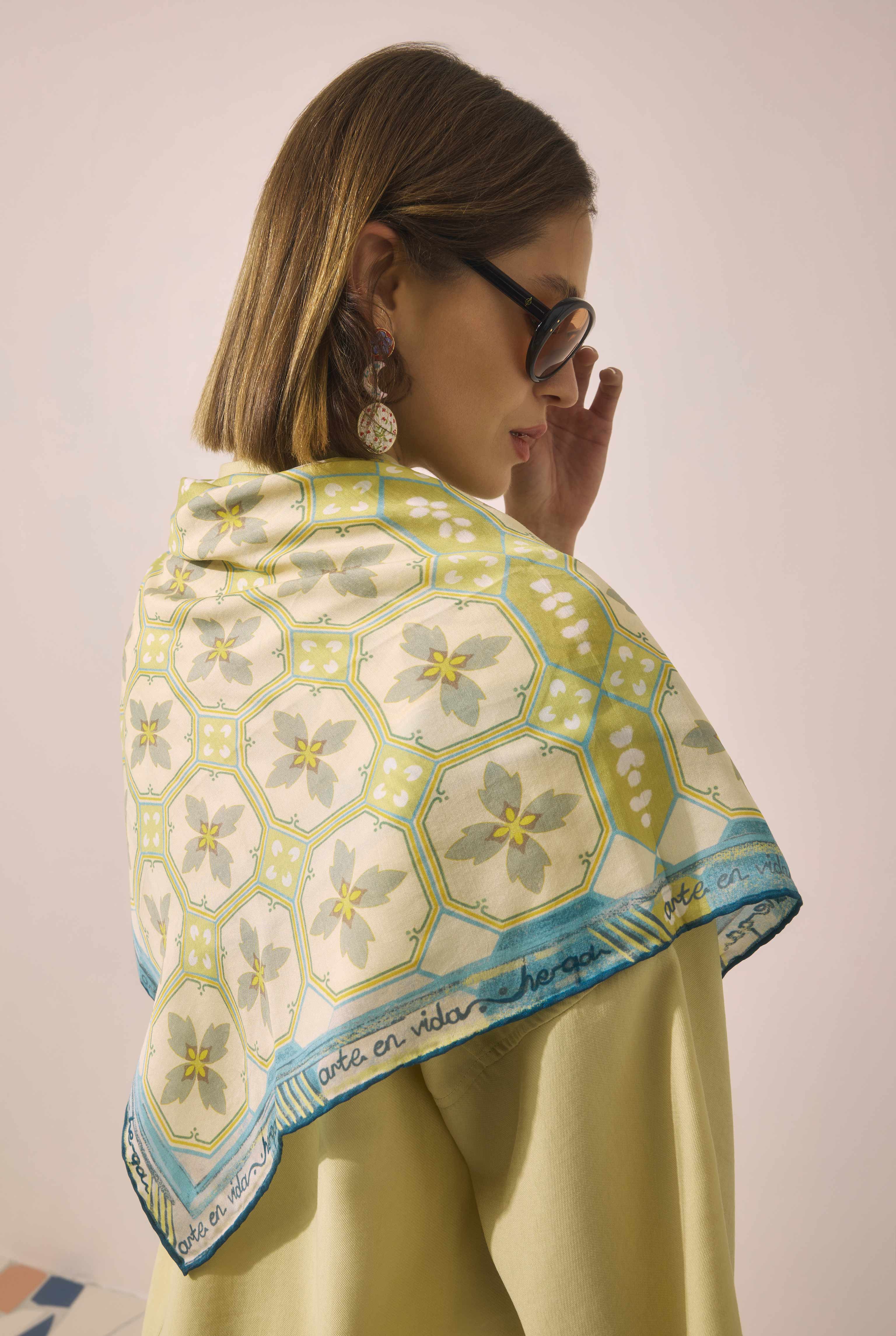 Azulejo Scarf Sage Green - 8