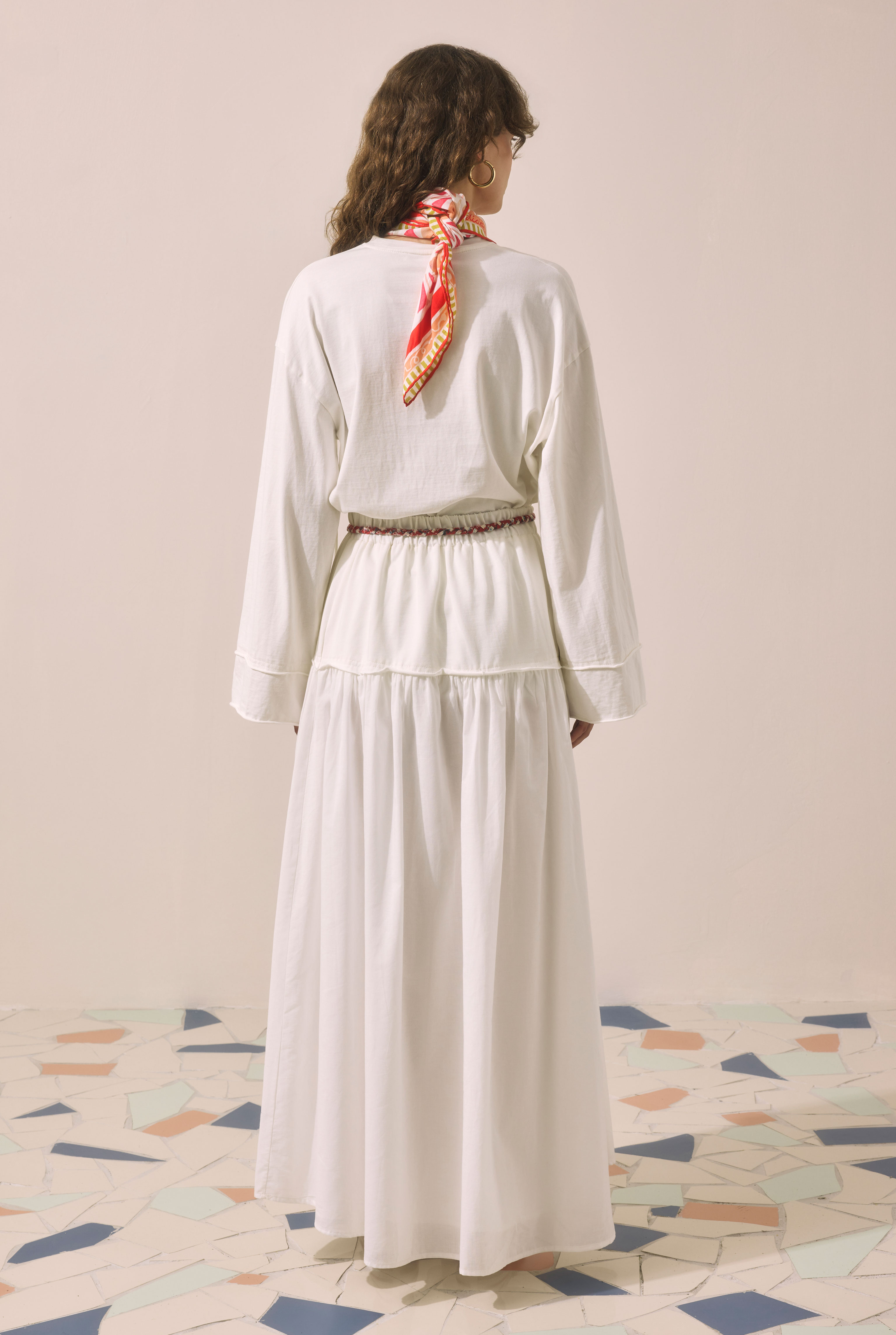 Embossed Embroidered Sweatshirt Ecru - 6