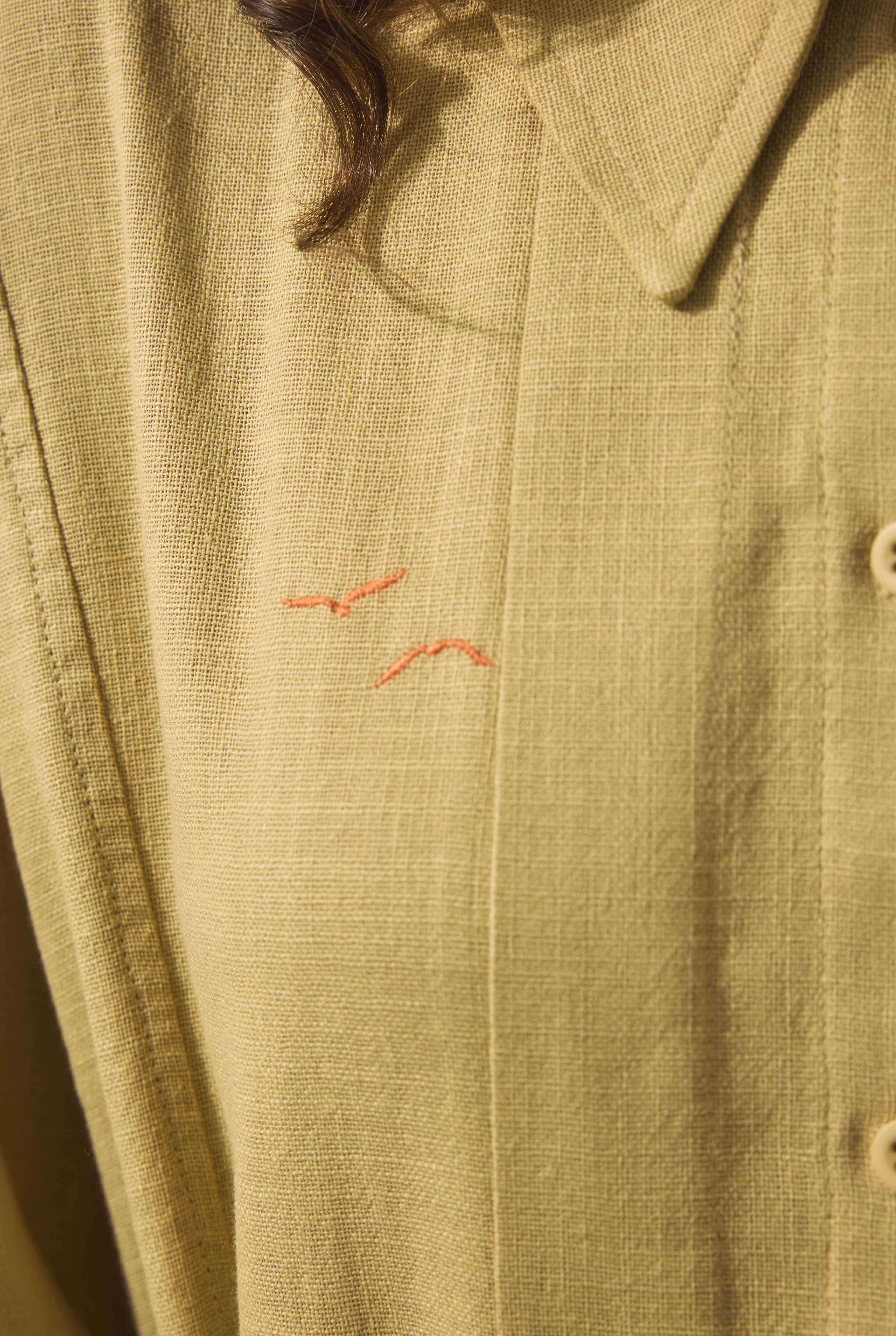 Embroidered Cotton Dress Camel - 4