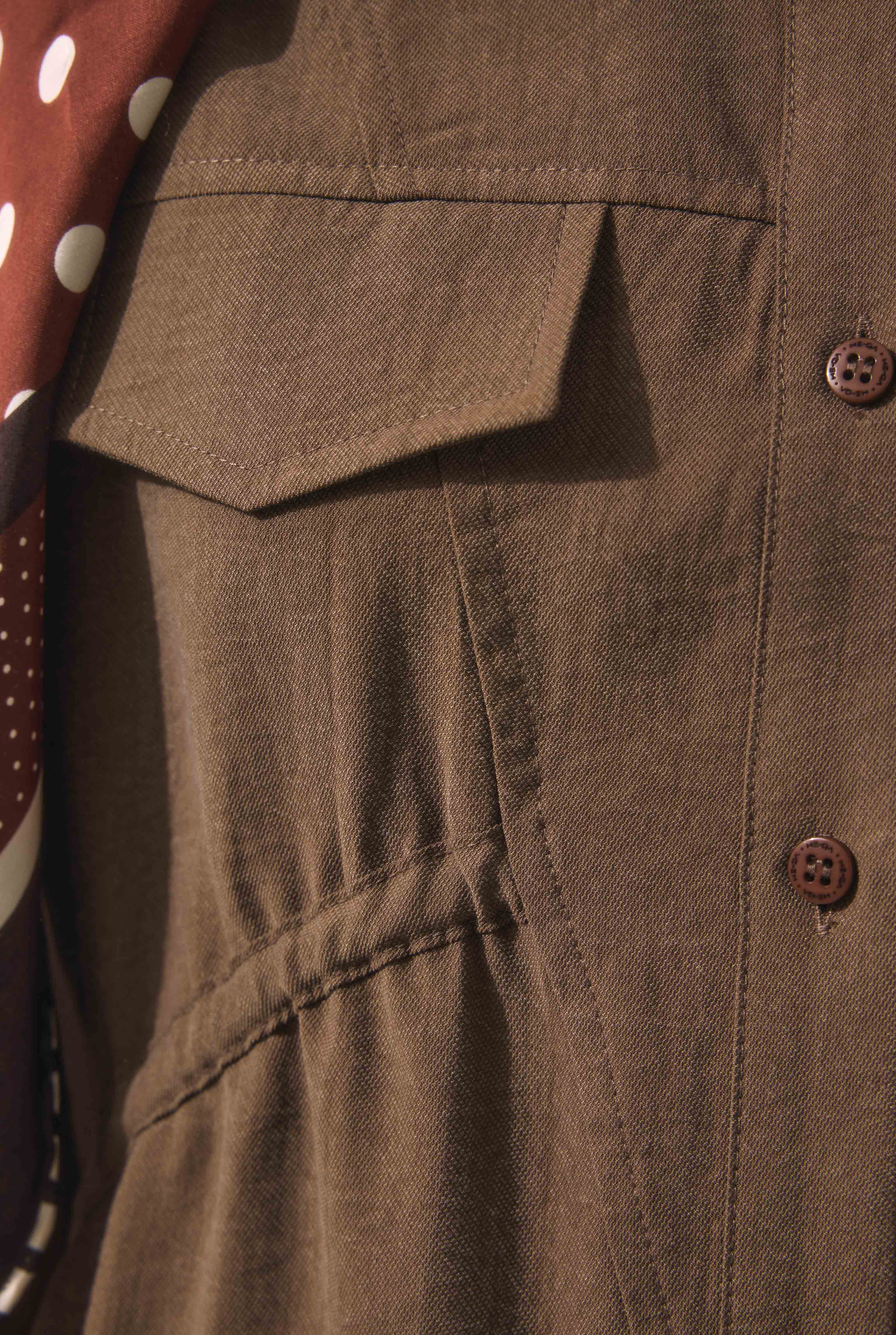 Long Ruched Detail Shirt Brown - 6