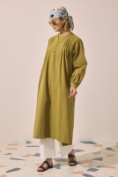 Pintuck Detailed Long Tunic Olive 