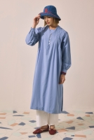 Pintuck Detailed Long Tunic Horizon Blue 