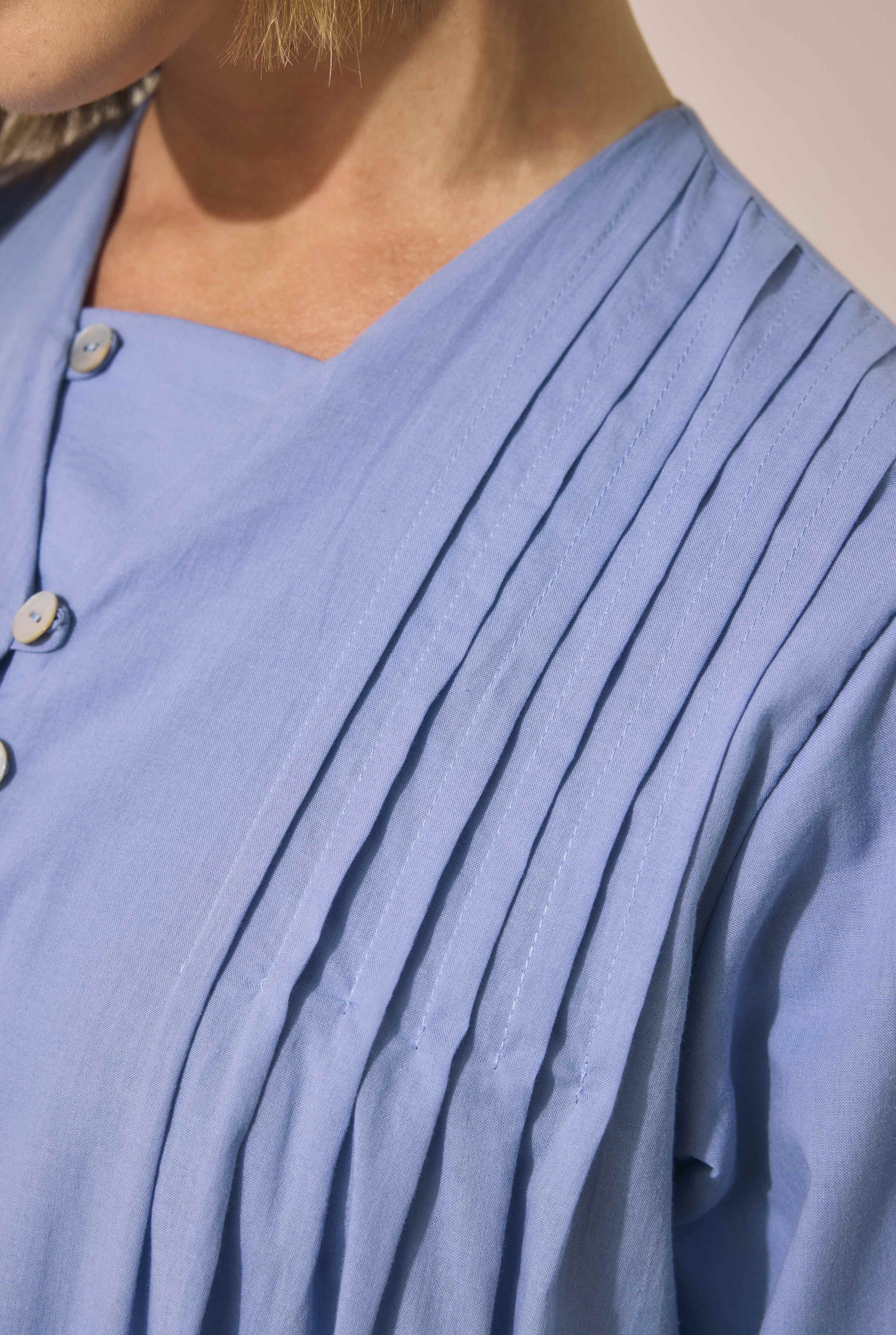 Pintuck Detailed Long Tunic Horizon Blue - 4