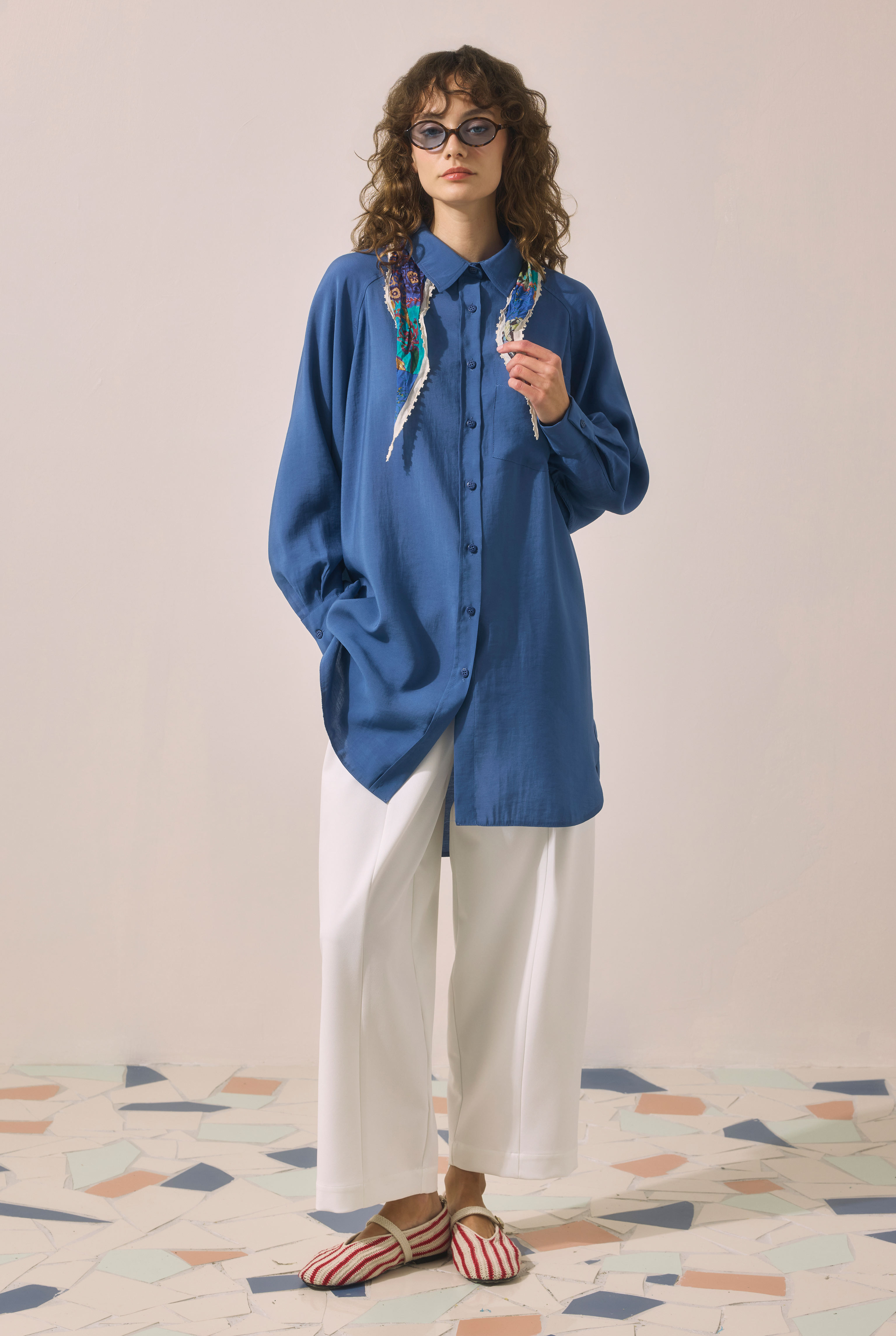 Raglan Sleeve Modal Shirt Saxe - 2