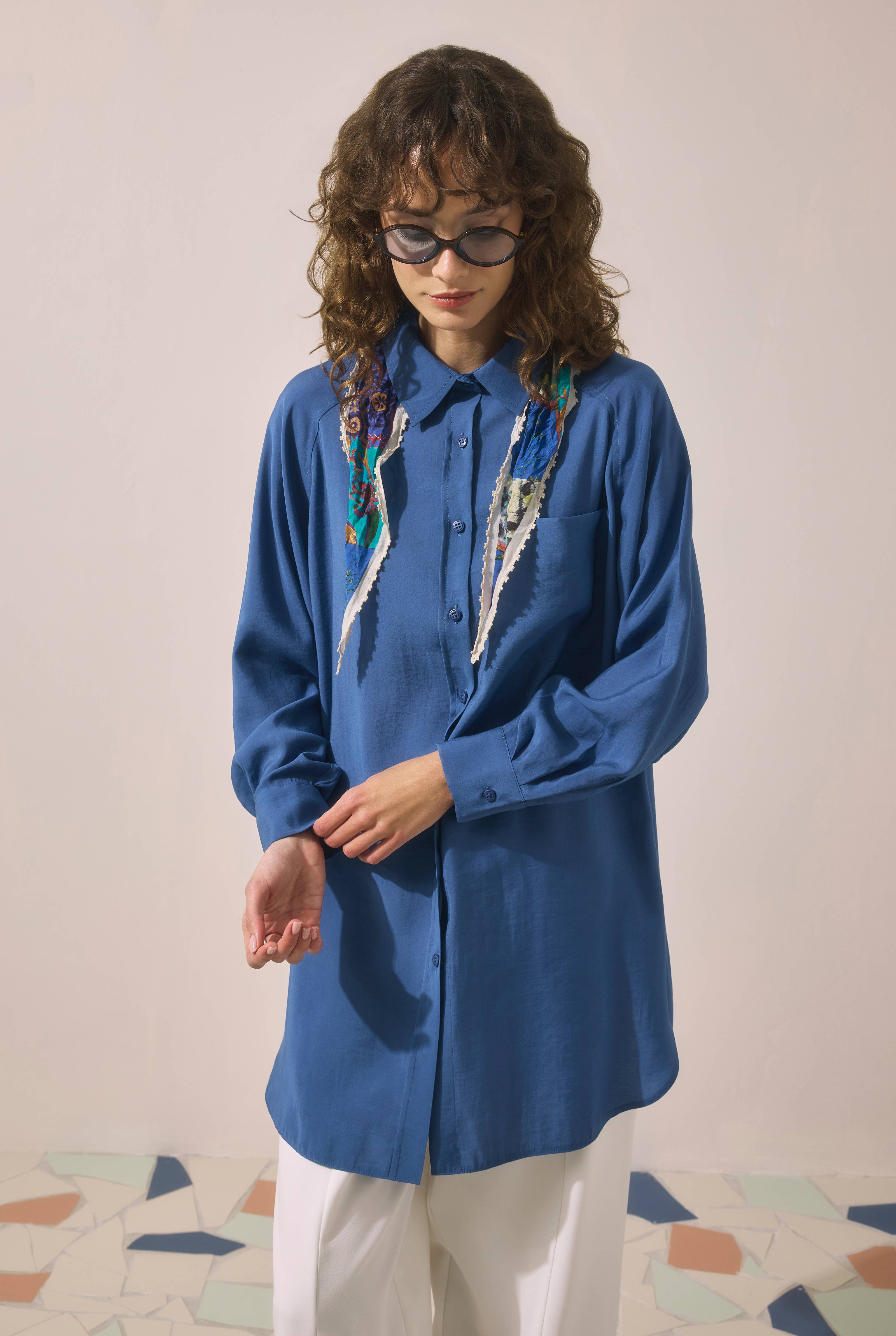 Raglan Sleeve Modal Shirt Saxe - 3