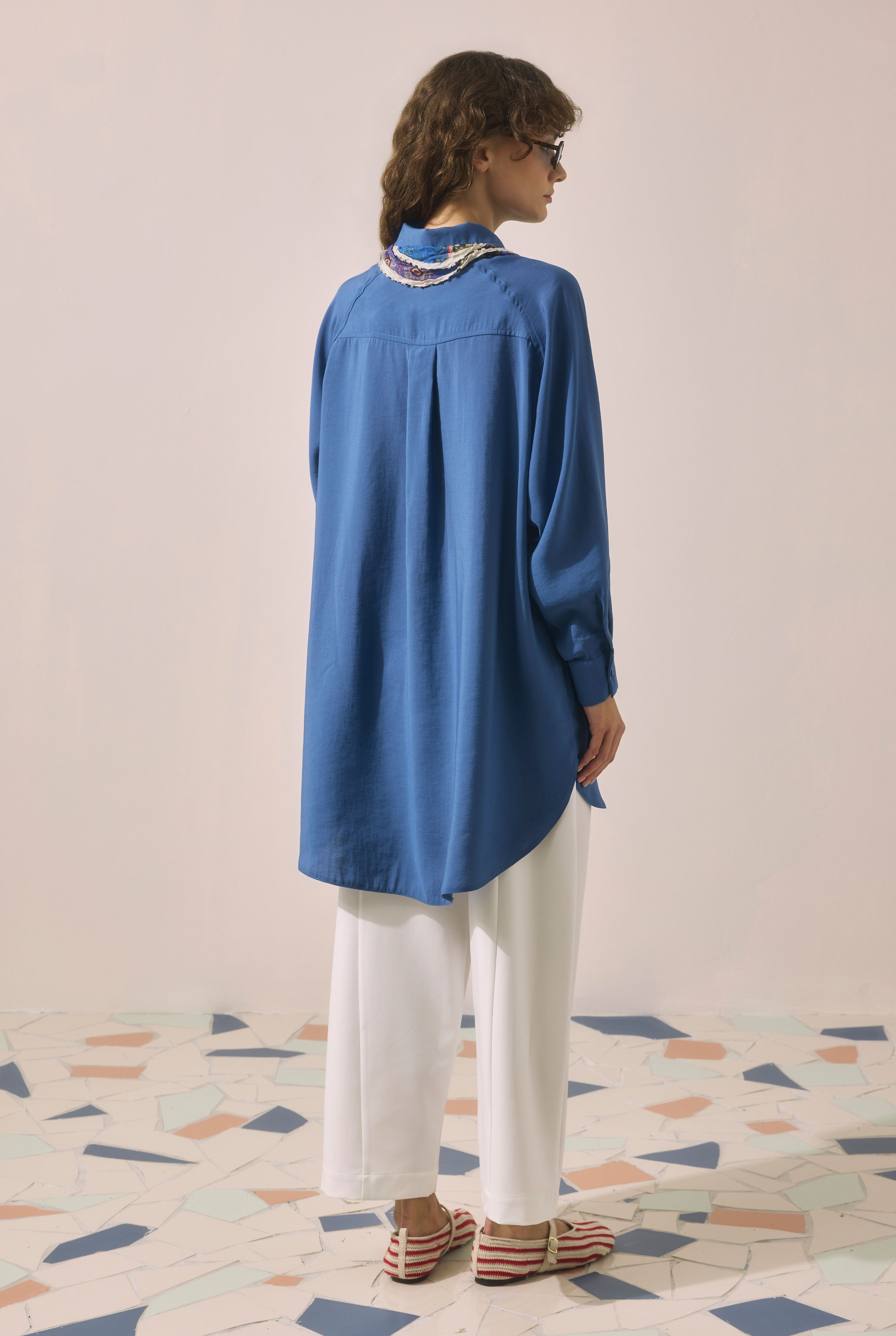 Raglan Sleeve Modal Shirt Saxe - 4