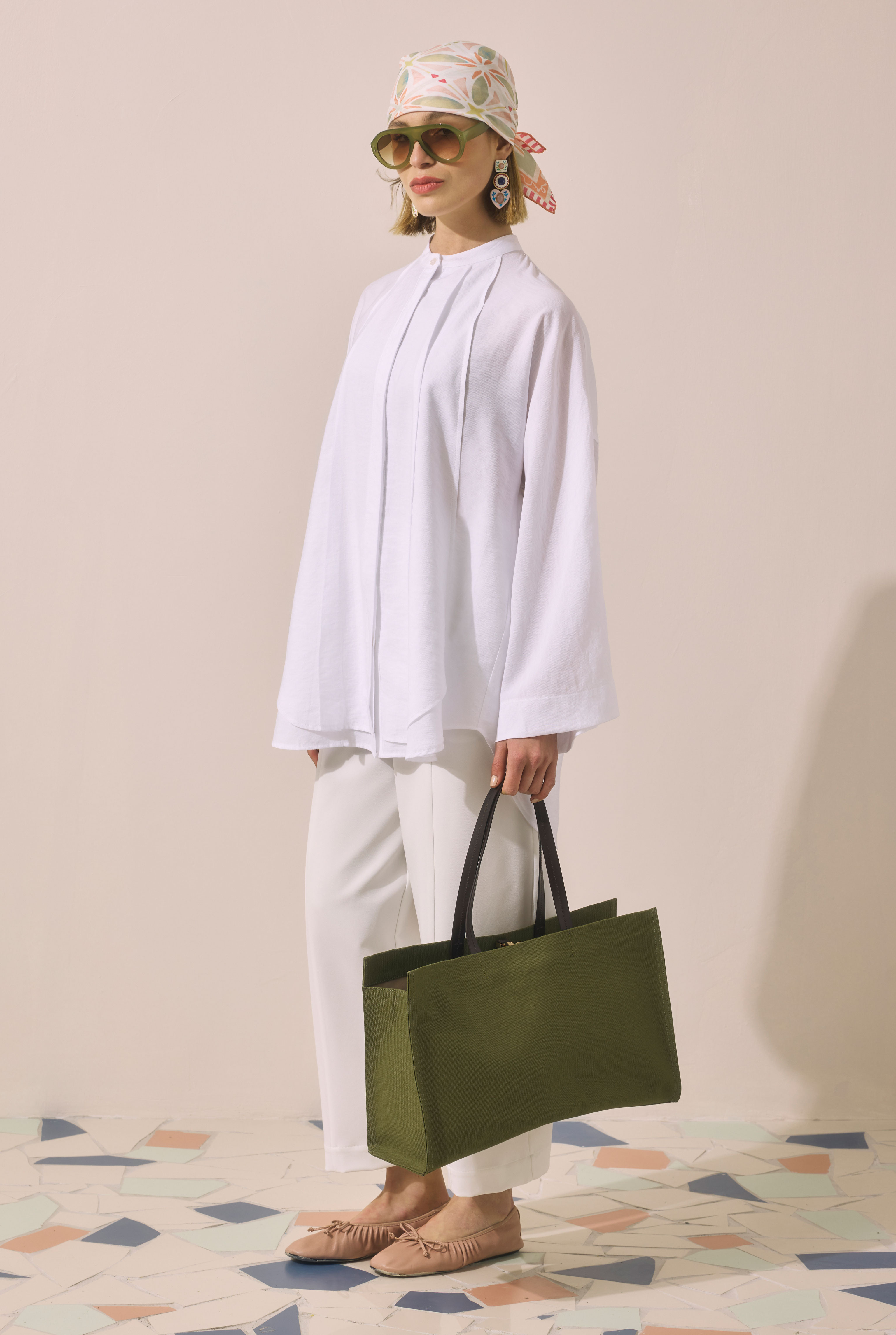 Pleat Detailed Shirt White - 7