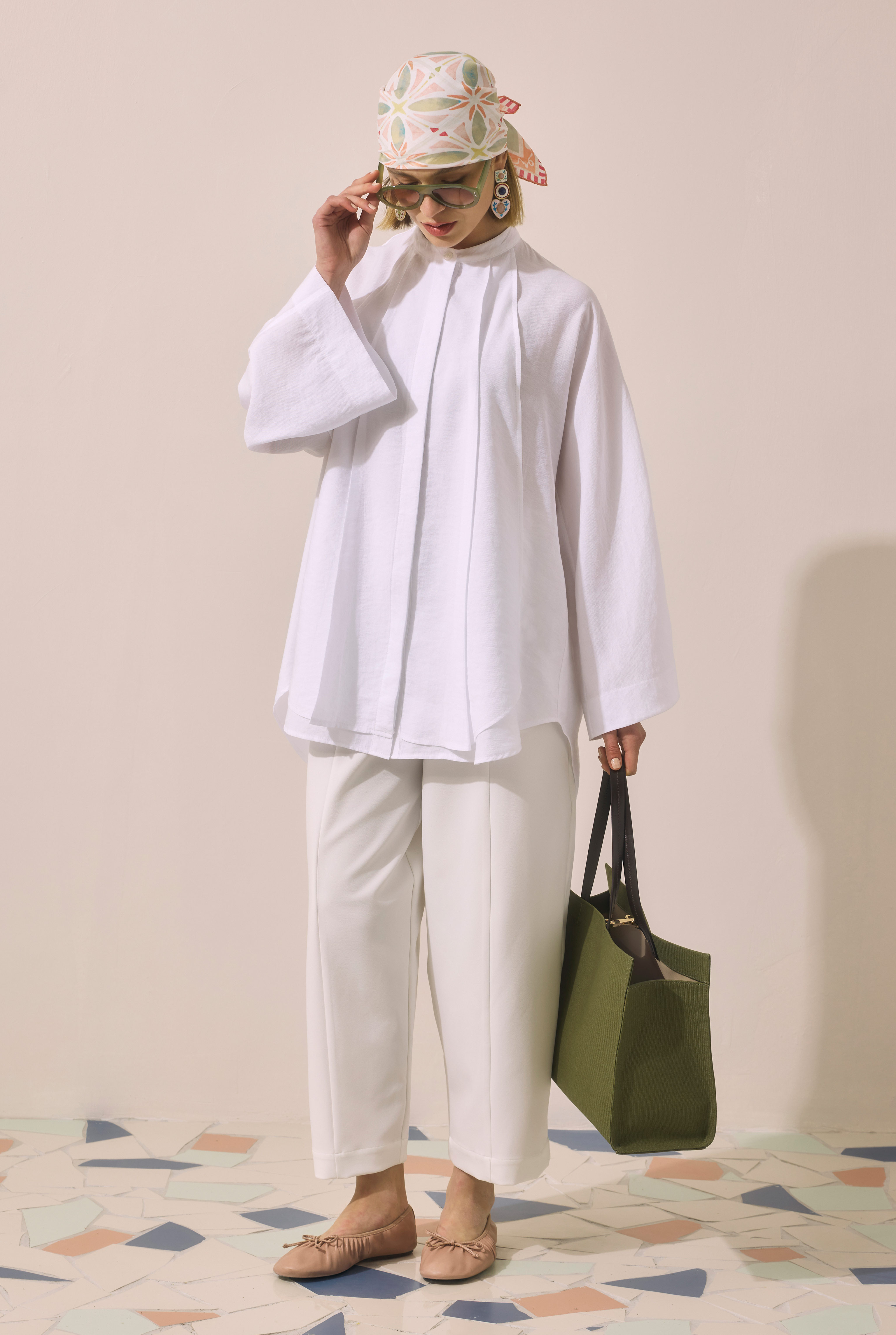 Pleat Detailed Shirt White - 8