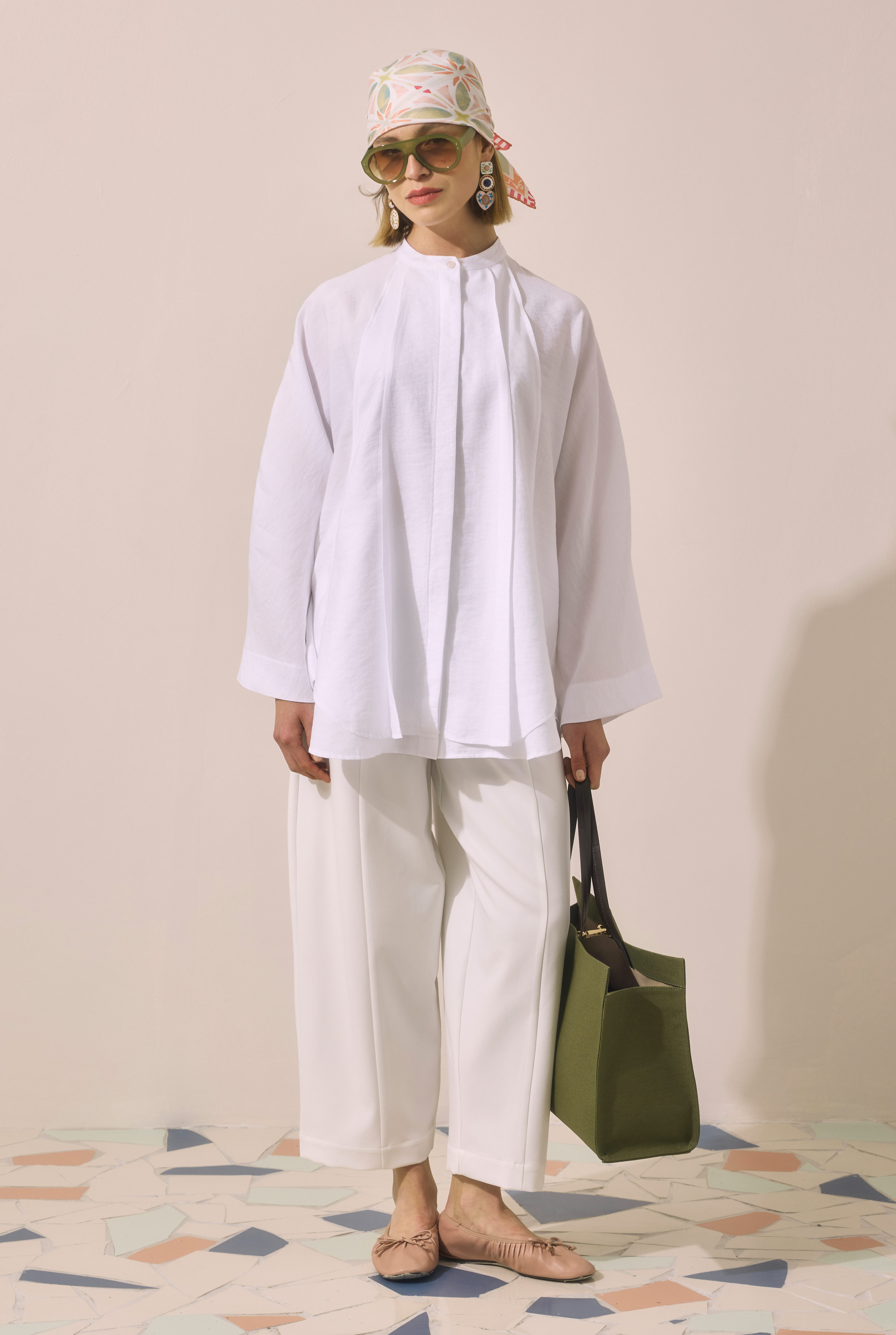 Pleat Detailed Shirt White - 6