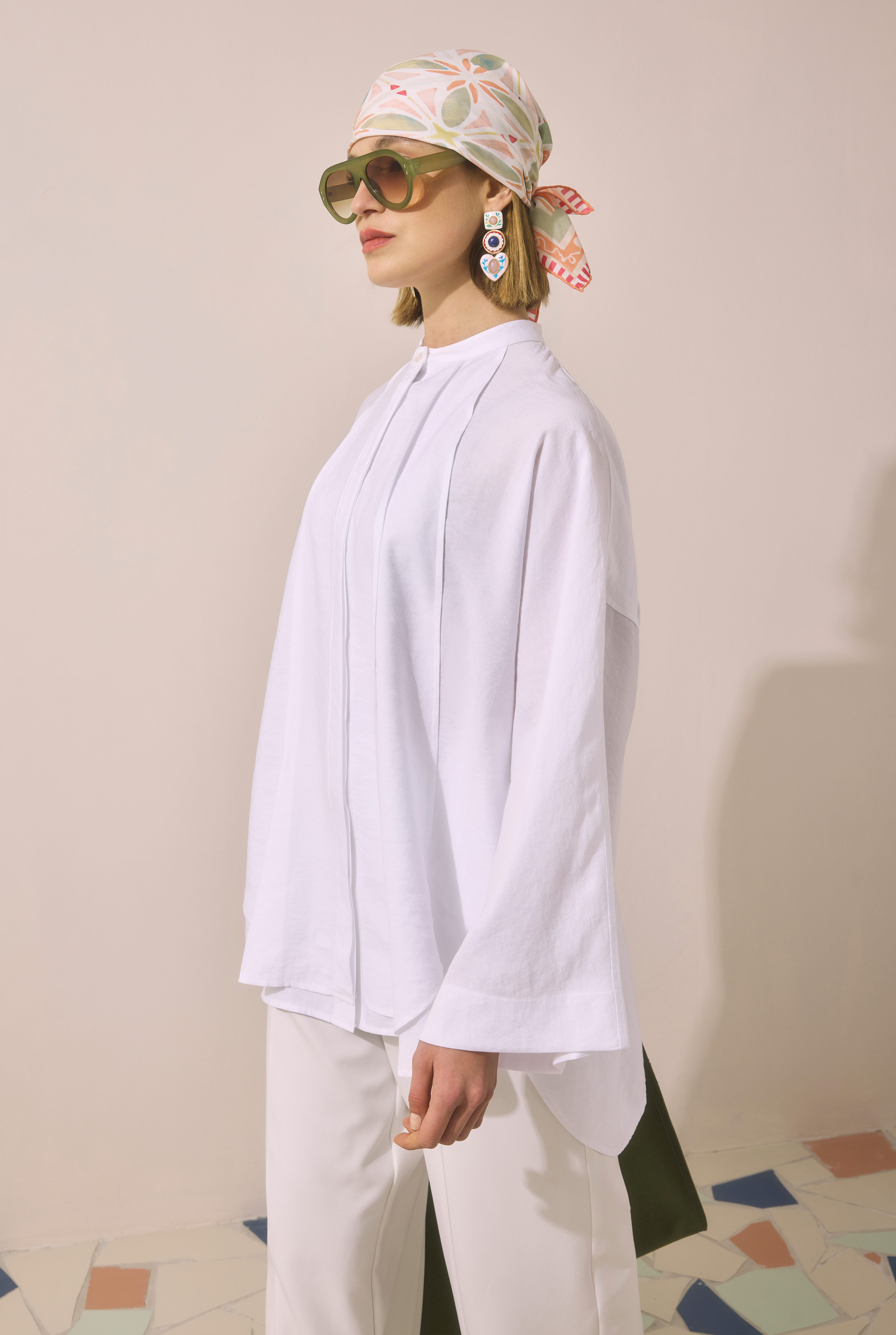 Pleat Detailed Shirt White - 9