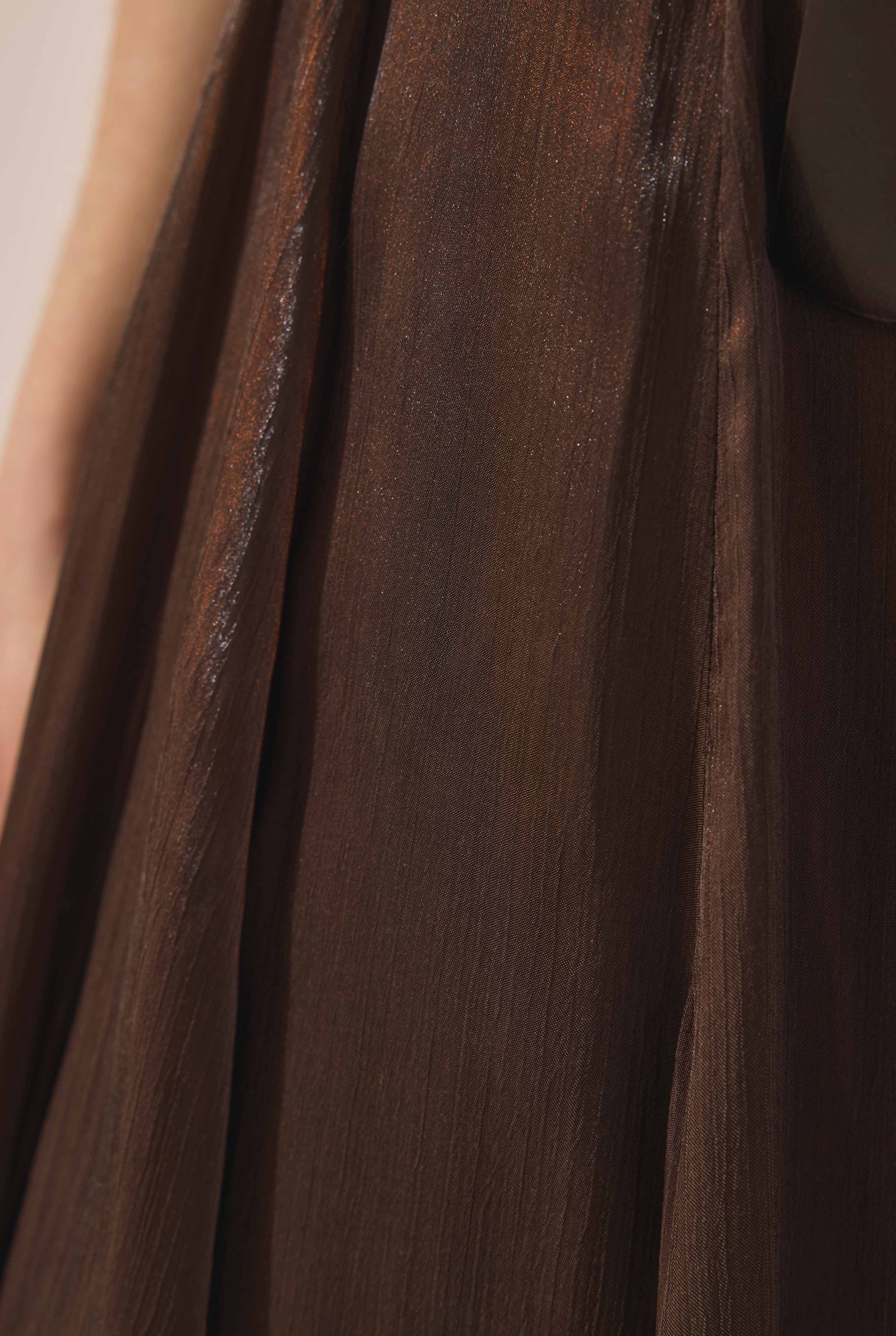 Shimmery Crinkle Skirt Brown - 4