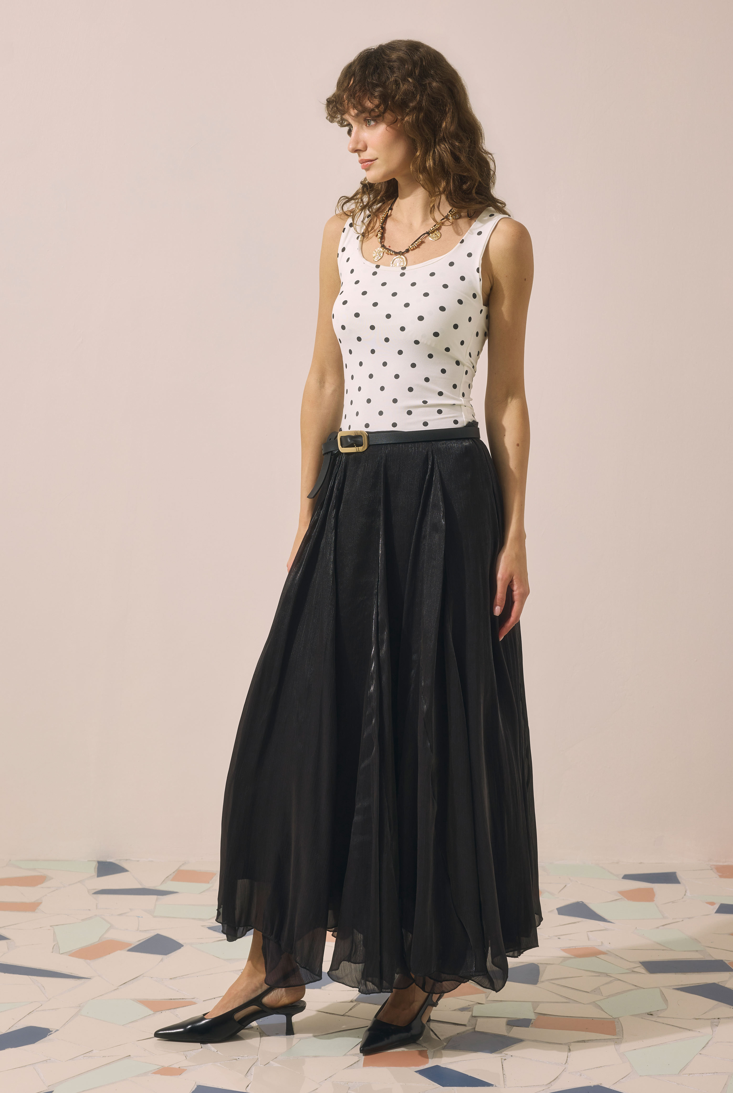 Shimmery Crinkle Skirt Black - 2
