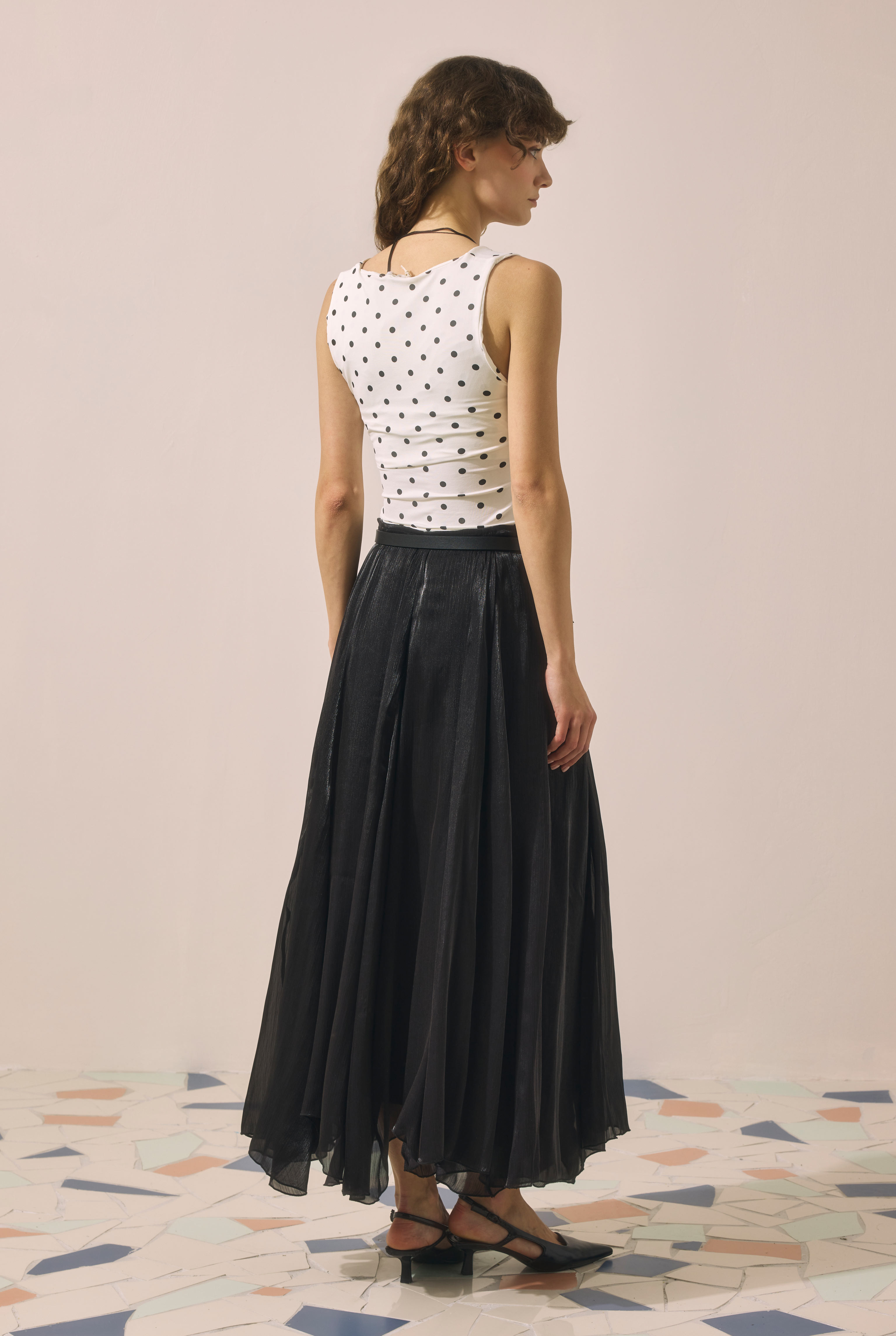 Shimmery Crinkle Skirt Black - 5