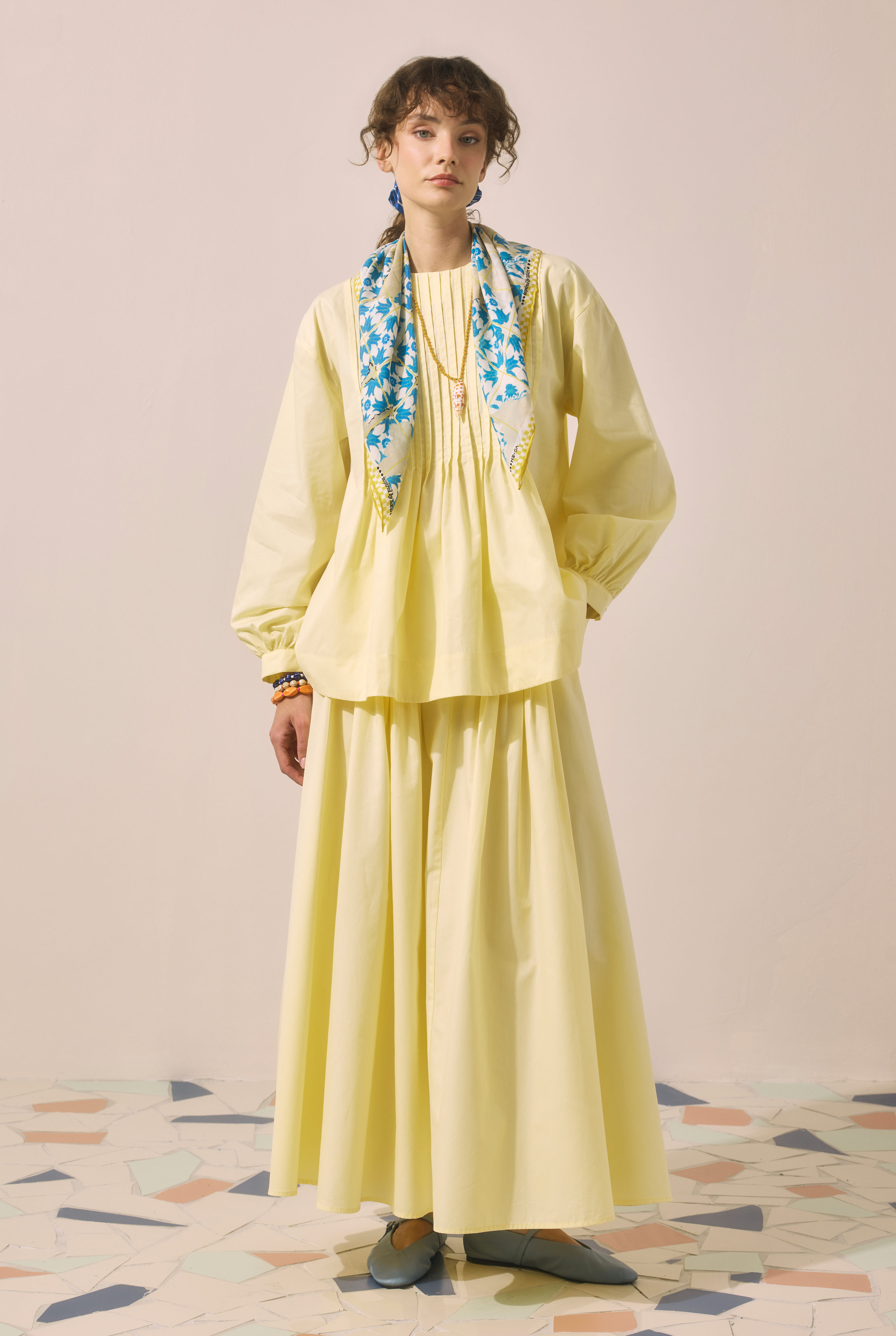 Pintuck Detailed Set Soft Yellow - HE-QA