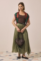 Shimmery Crinkle Skirt Khaki 