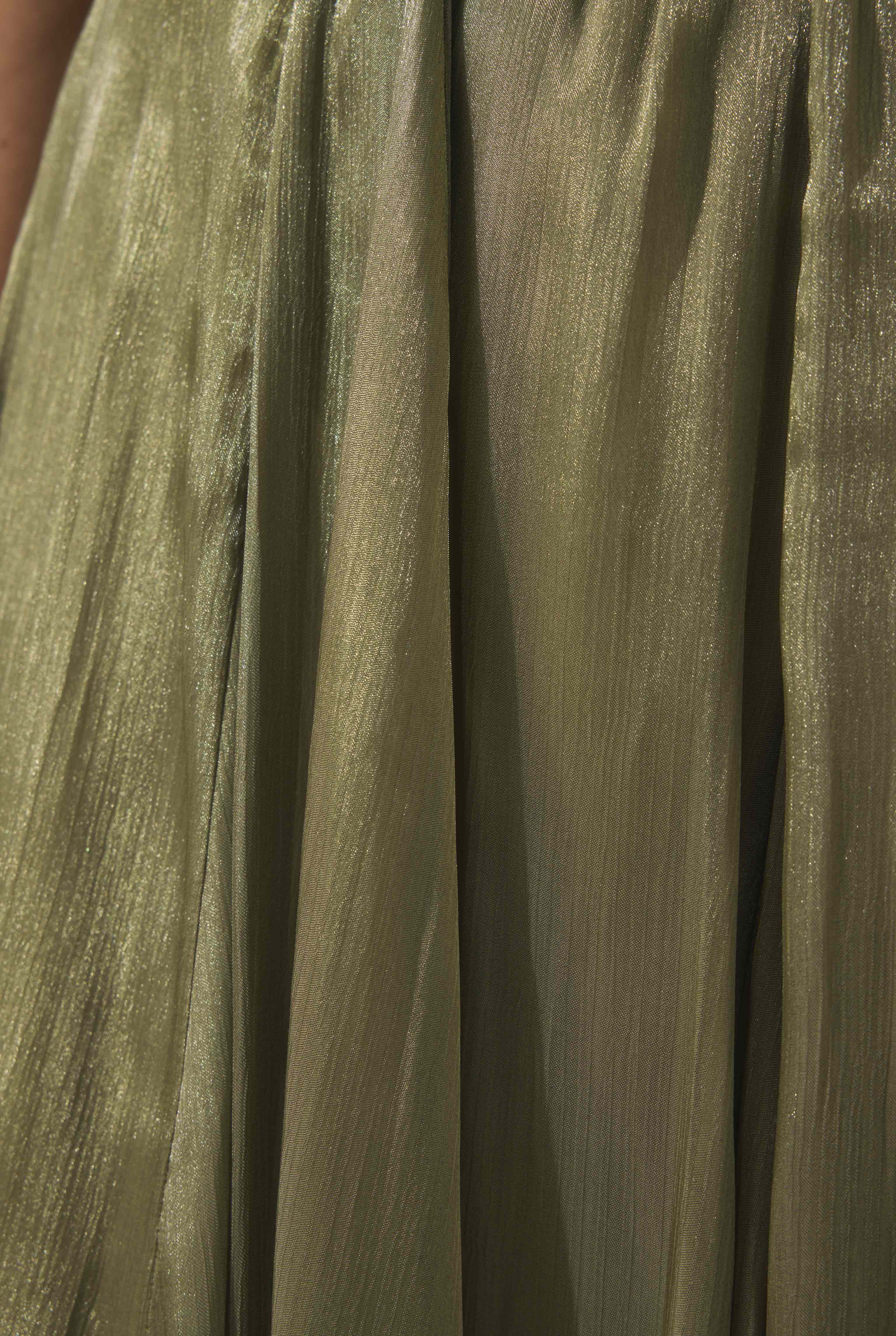 Shimmery Crinkle Skirt Khaki - 5
