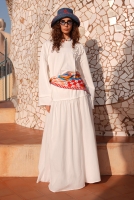 Yoke Detailed Voile Skirt Ecru 