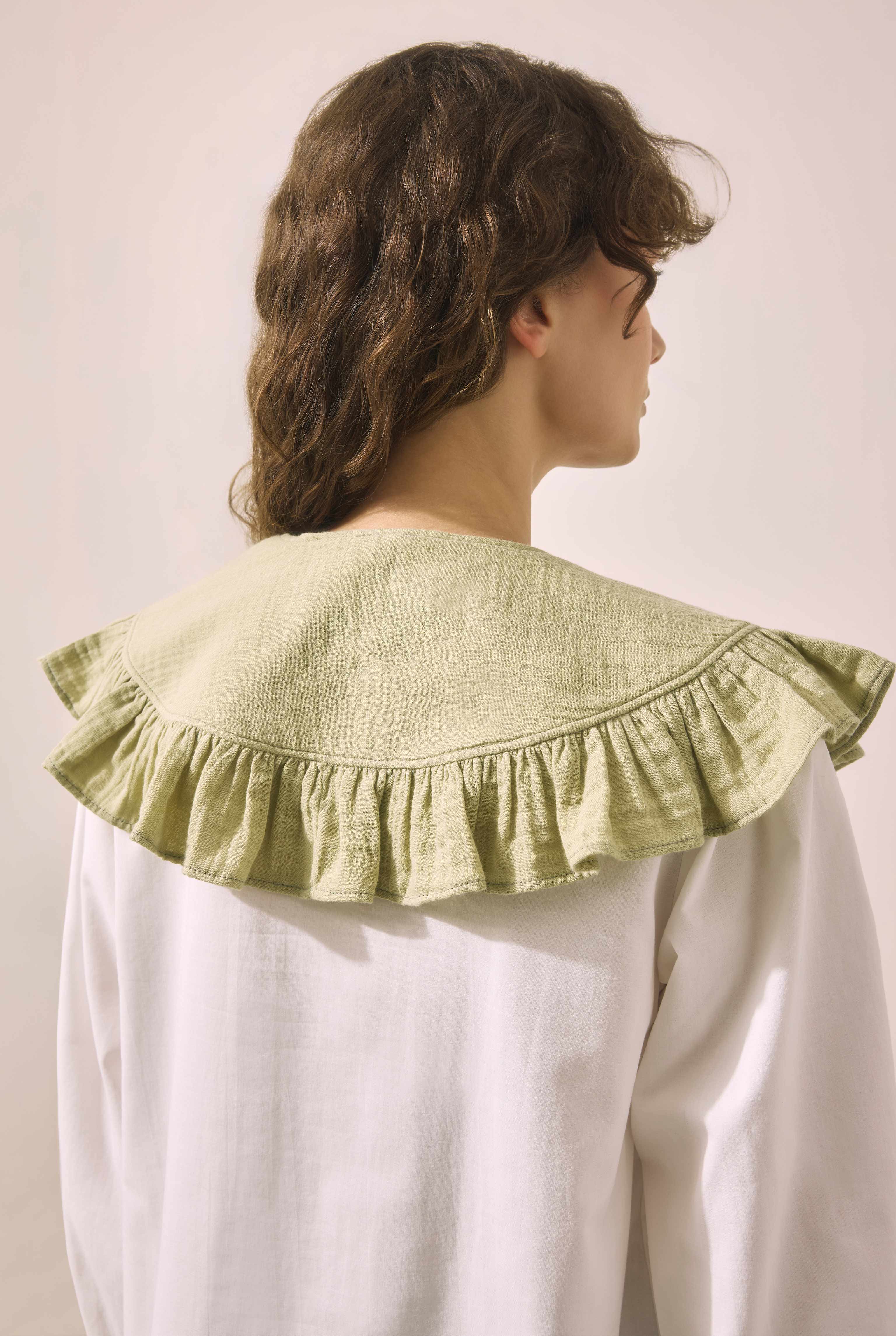 Ruffled Muslin Collar Sage Green - 2