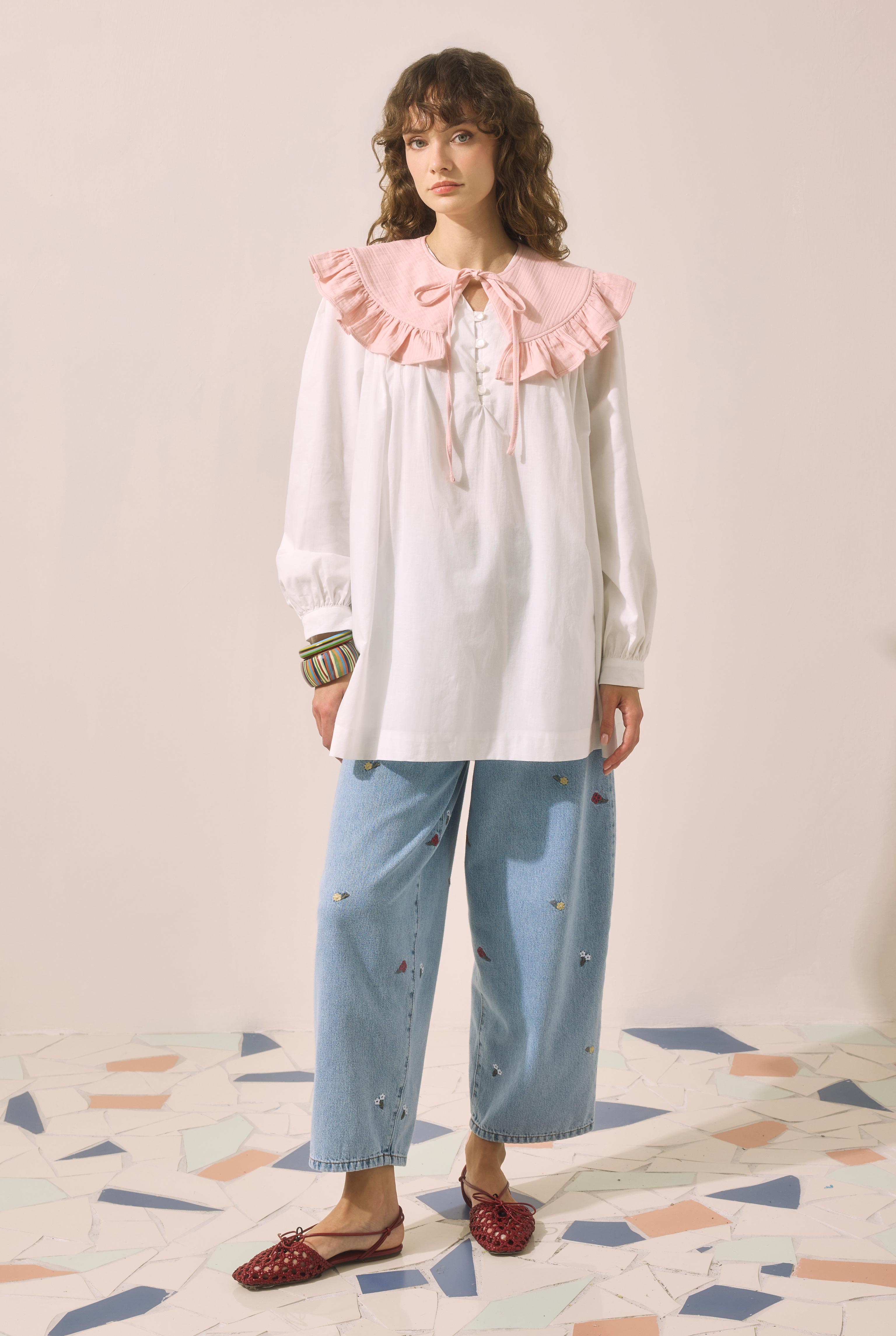 Ruffled Muslin Collar Powder Pink - 2