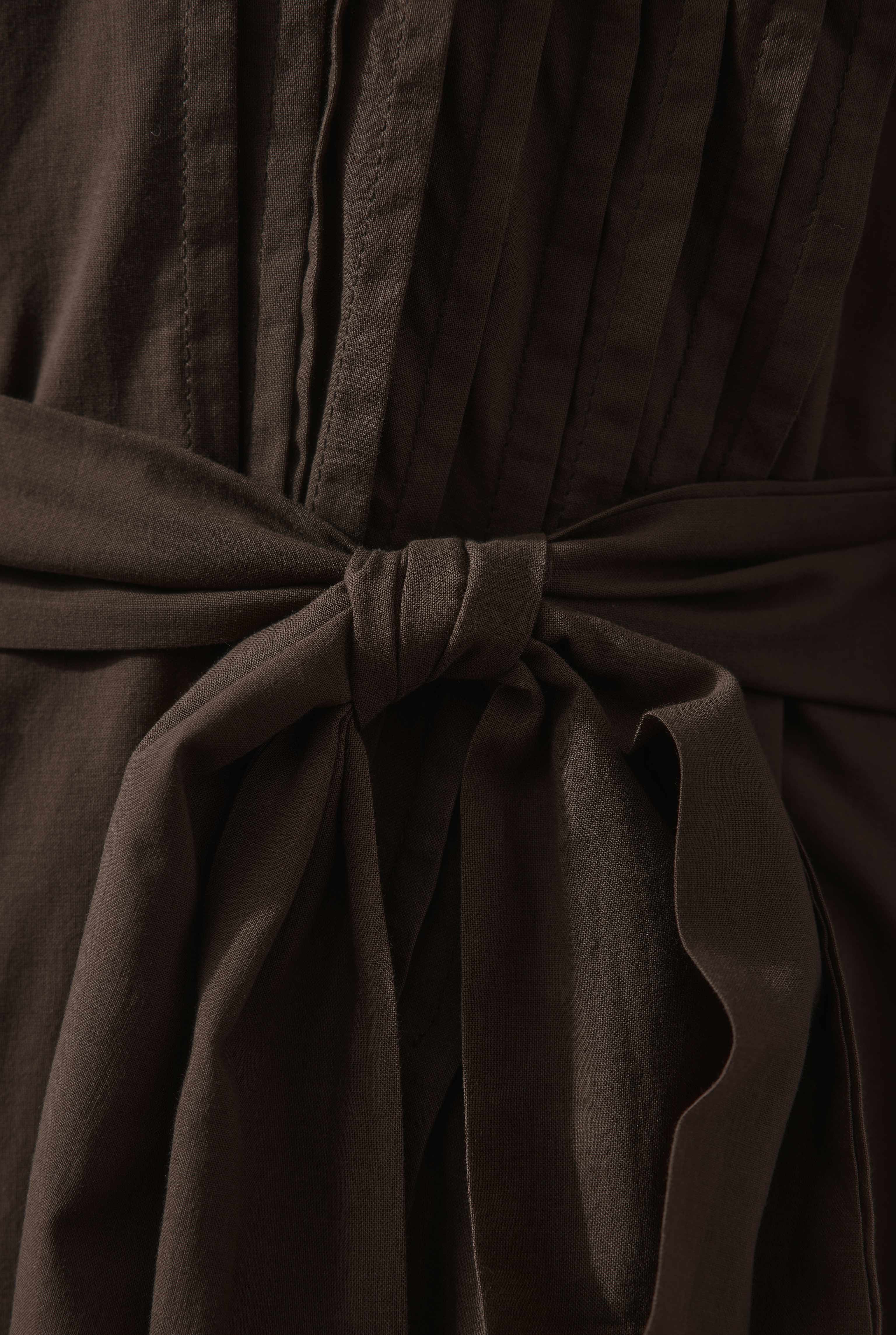 Pintuck Detail Dress Brown - 5