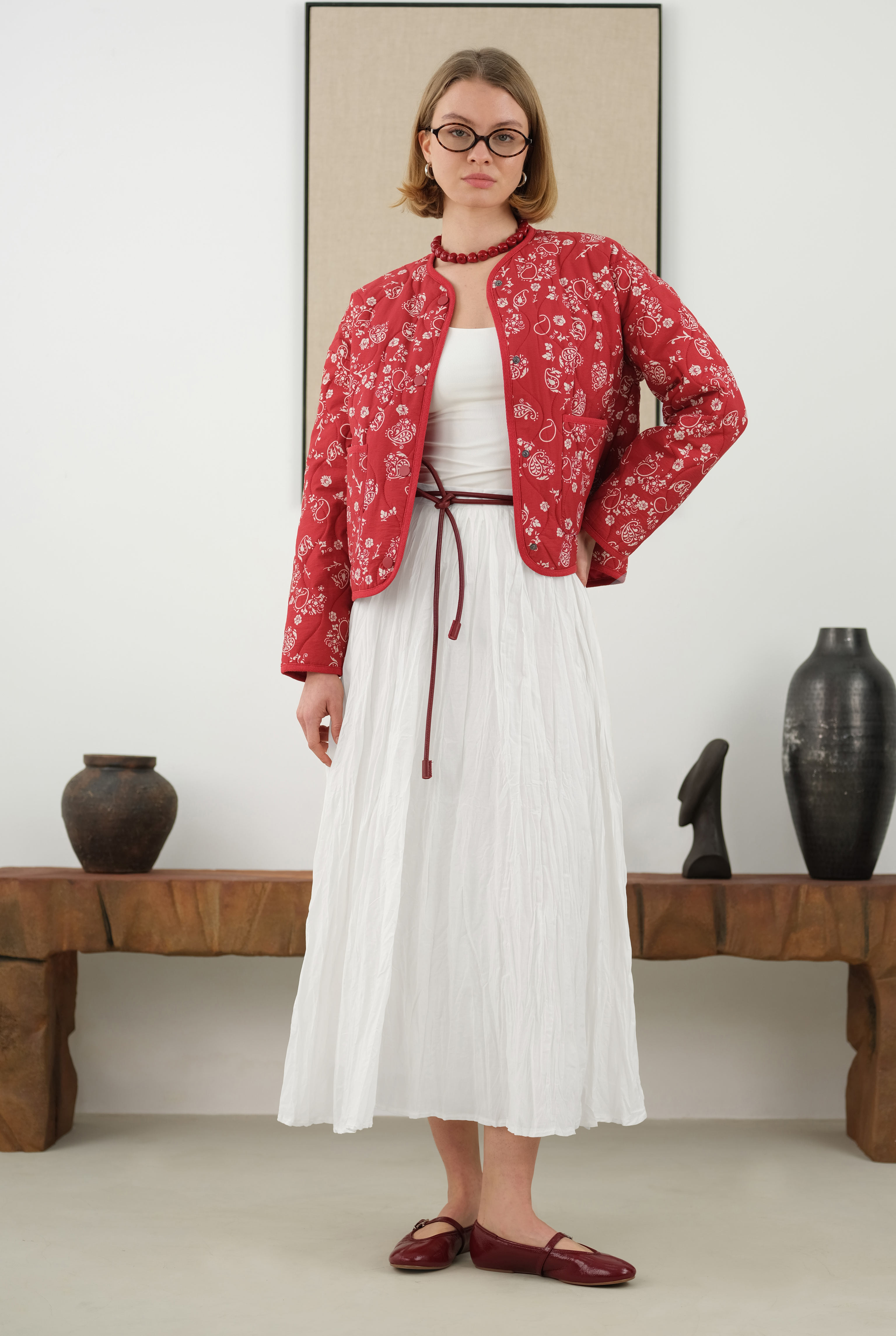 Wrinkled Voile Skirt Ecru - 2