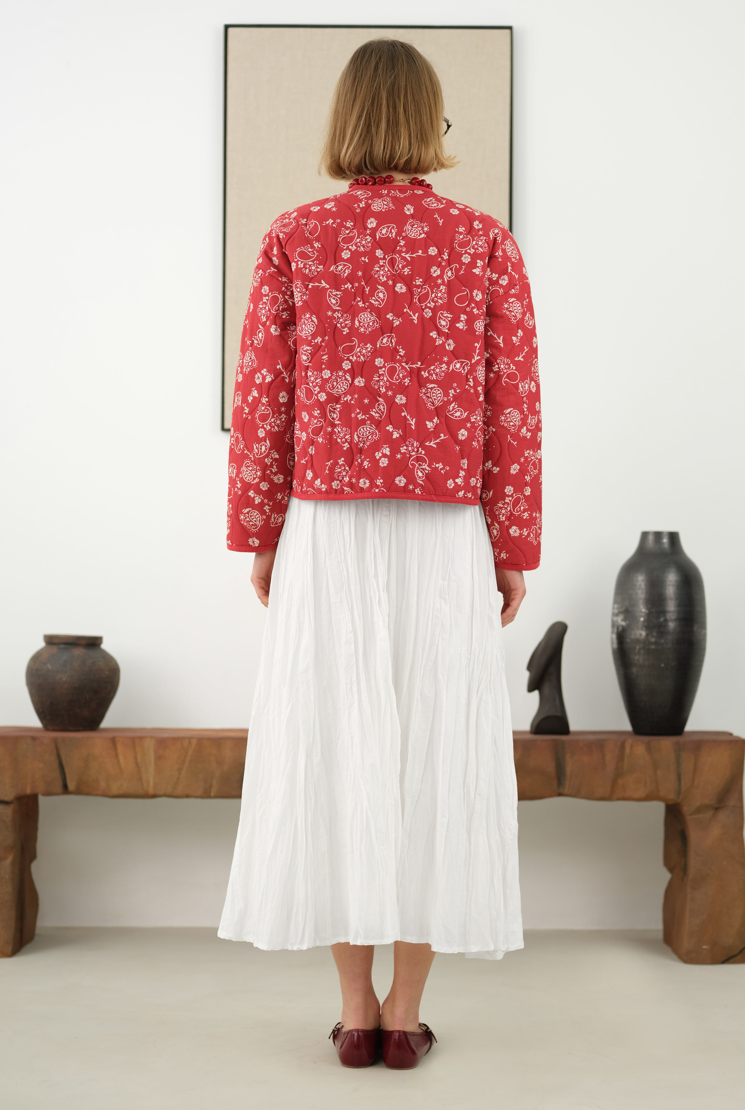 Wrinkled Voile Skirt Ecru - 4