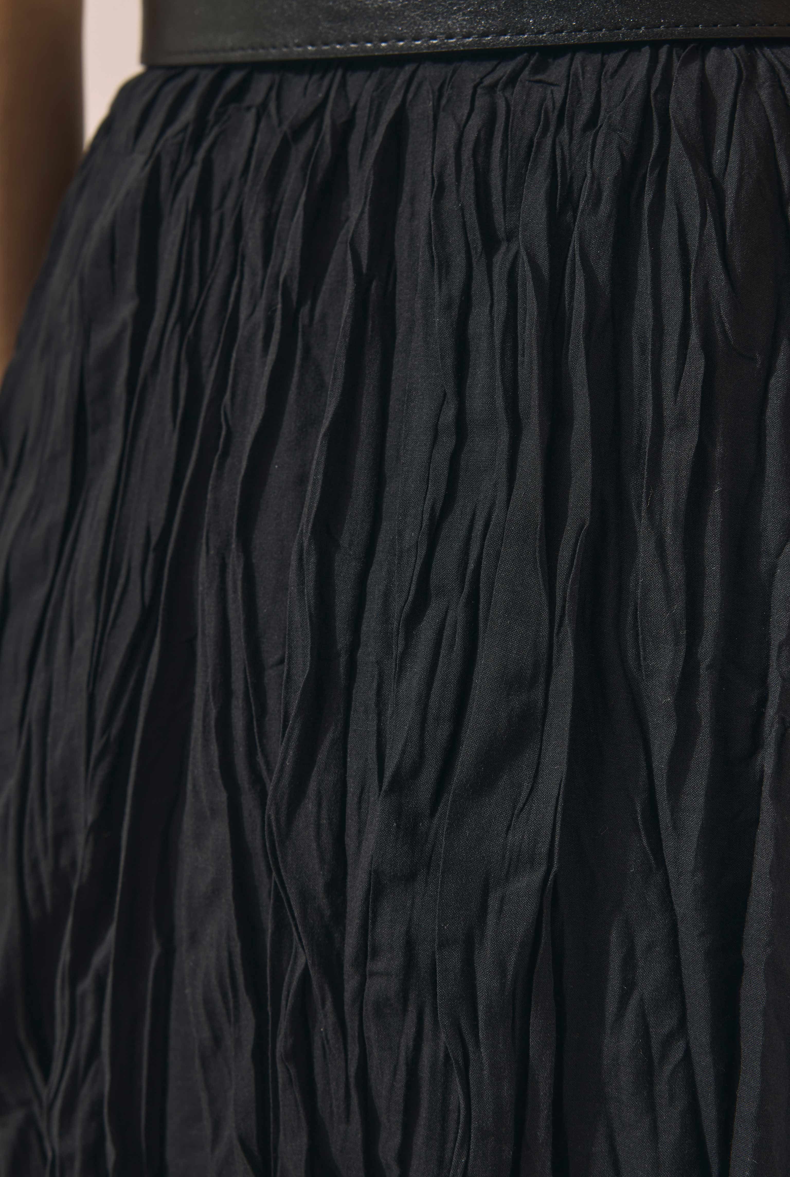 Wrinkled Voile Skirt Black - 5