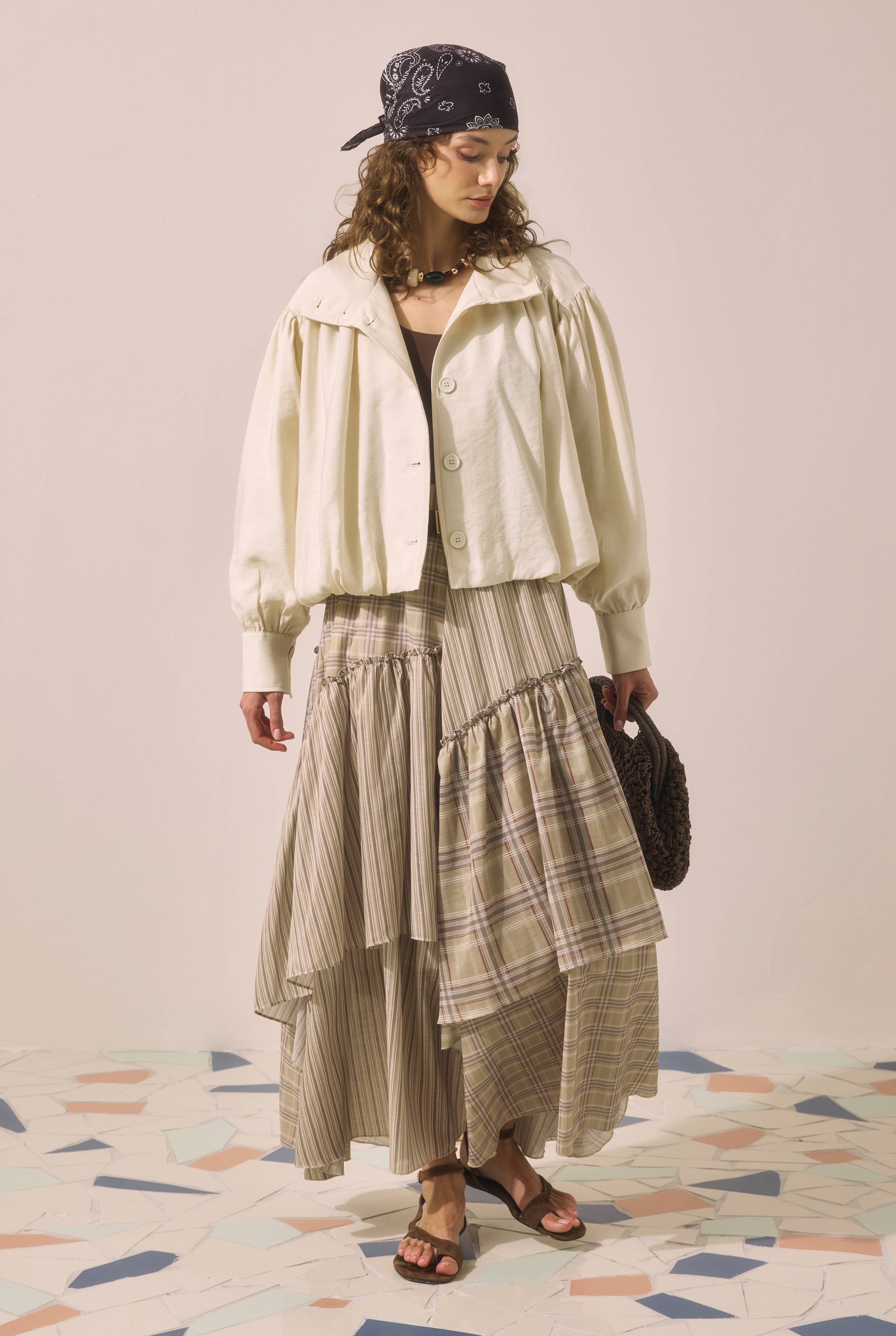 Tiered Voile Skirt Green - HE-QA