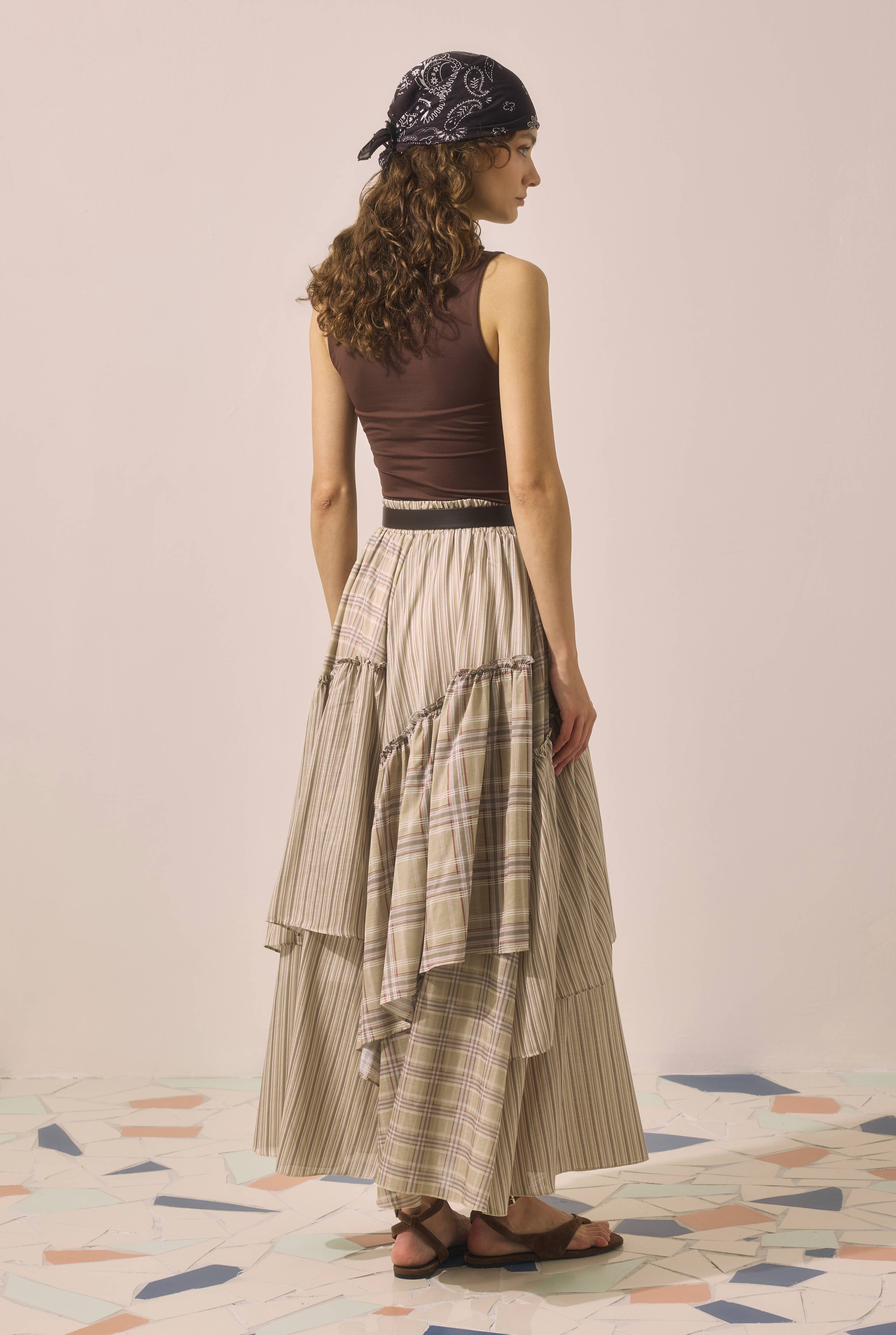 Tiered Voile Skirt Green - 4