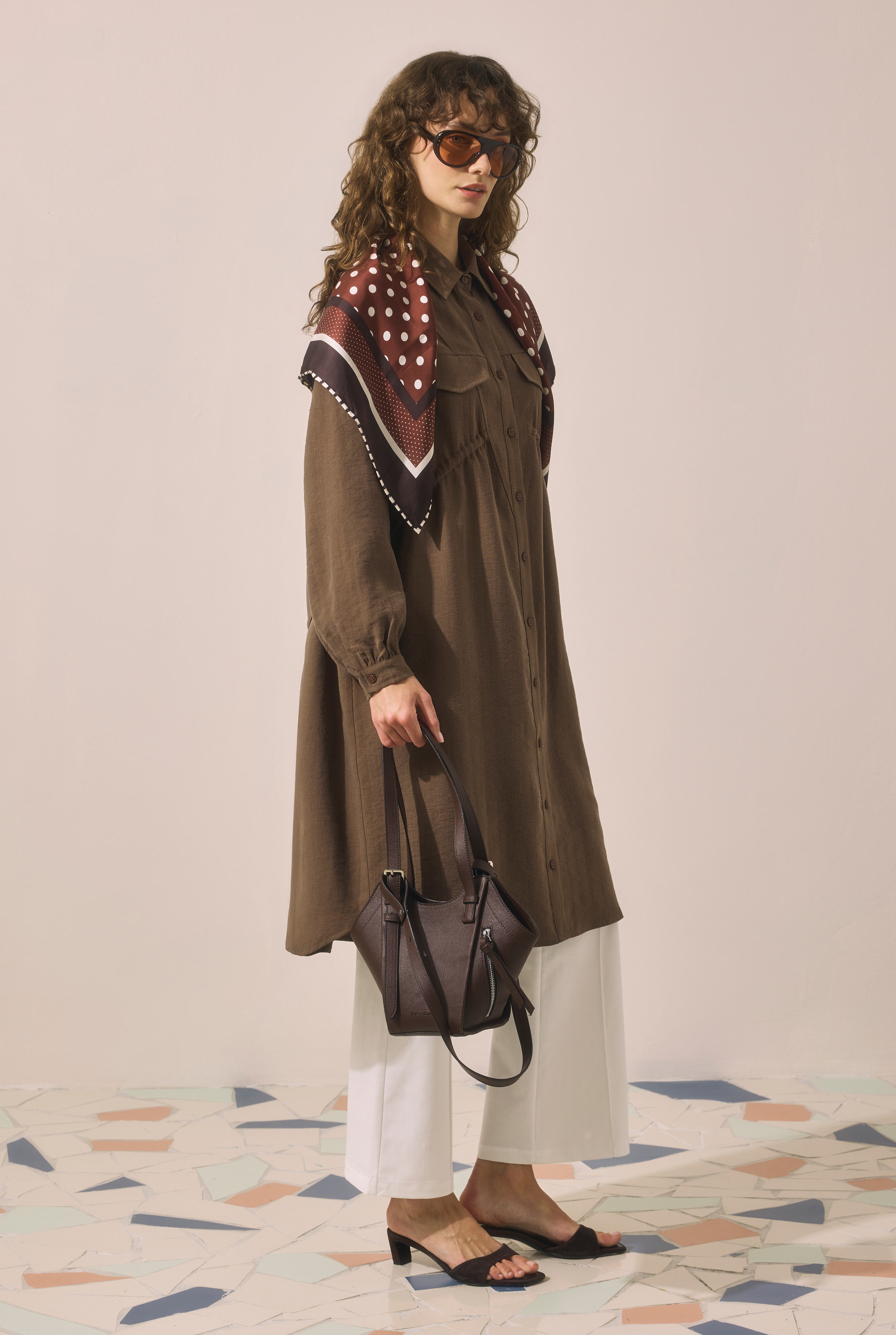Zipper Detail Shopper Bag Brown - 2