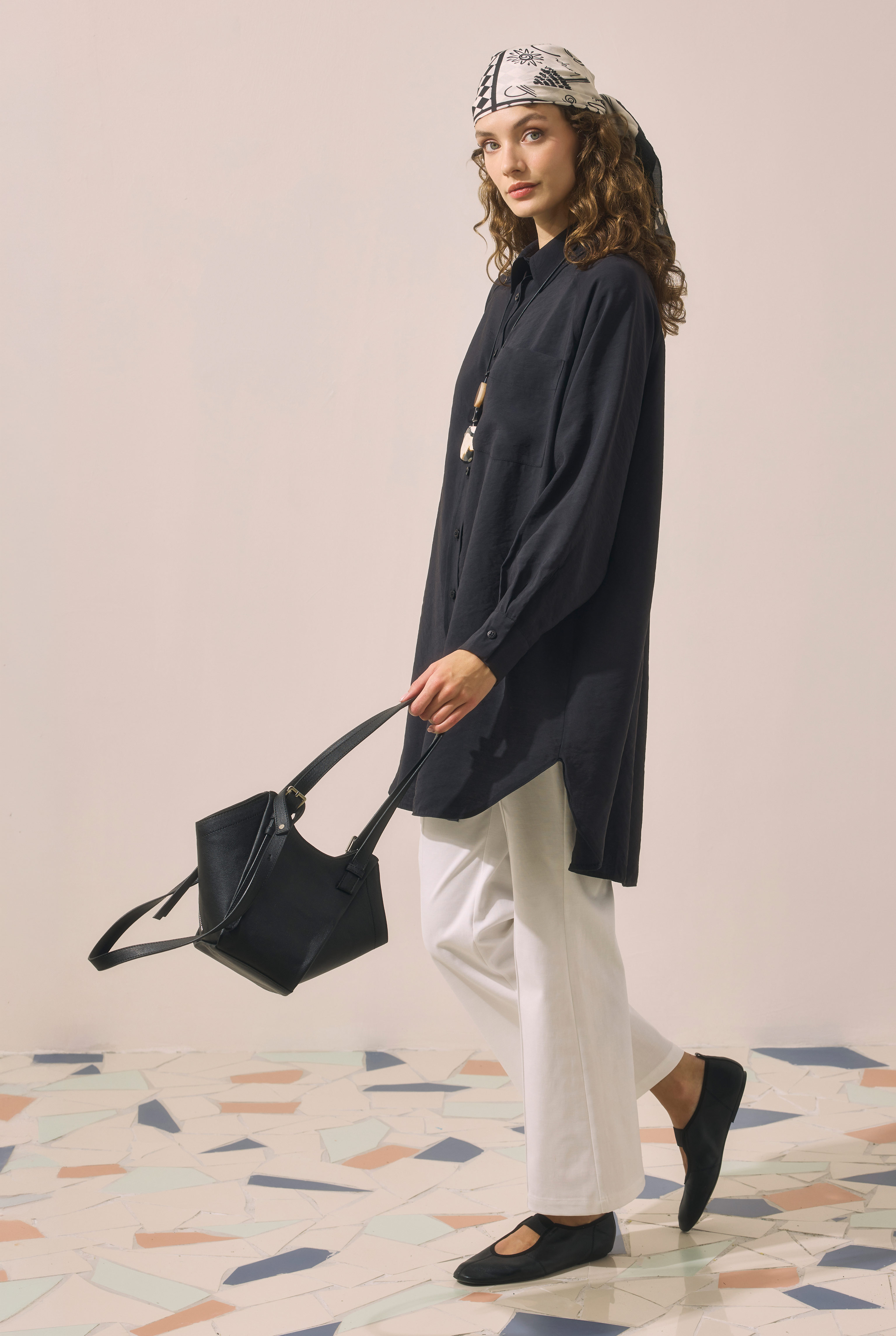 Fermuar Detaylı Shopper Çanta Siyah - 4