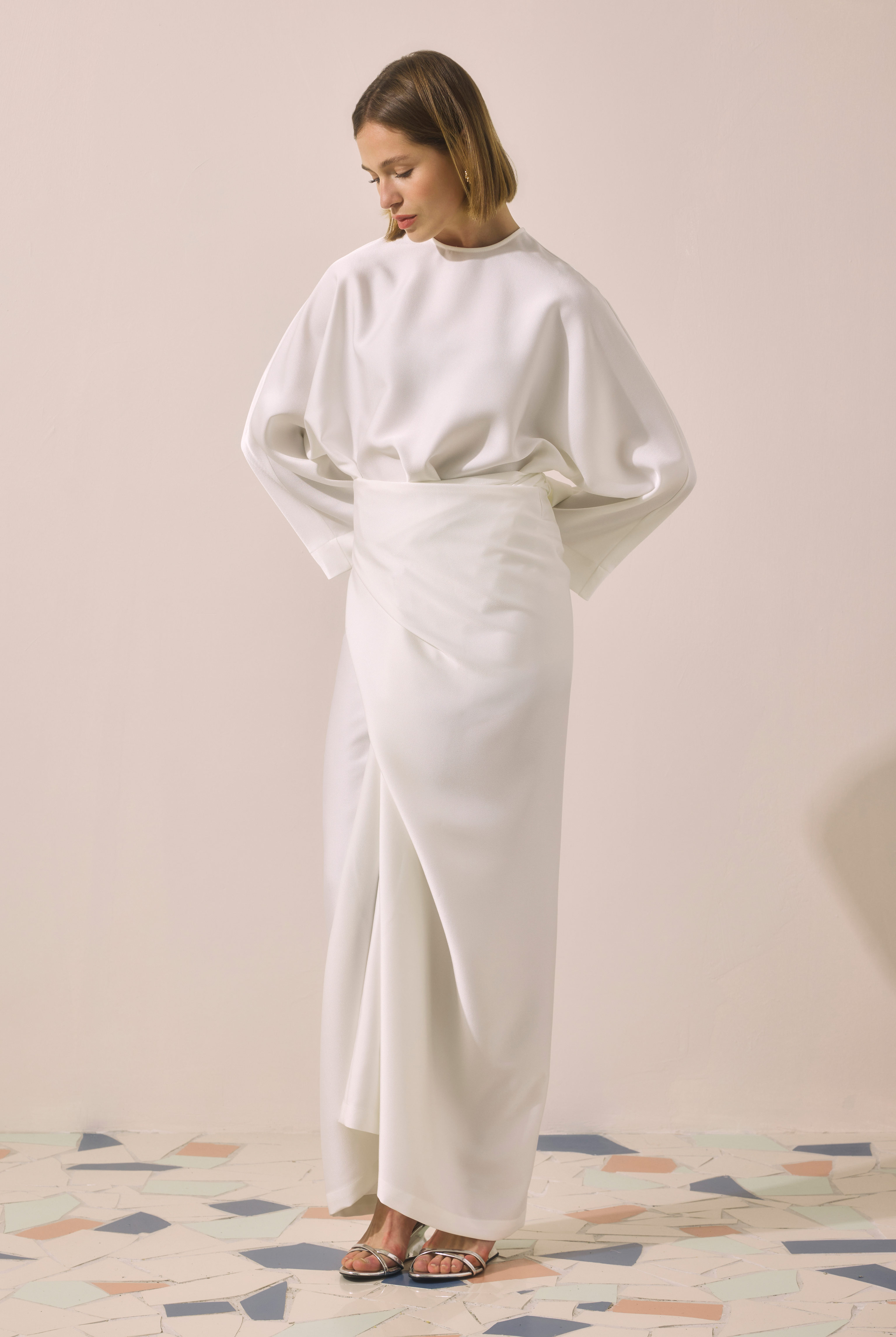 Two-piece Basic Dress Ecru - 4