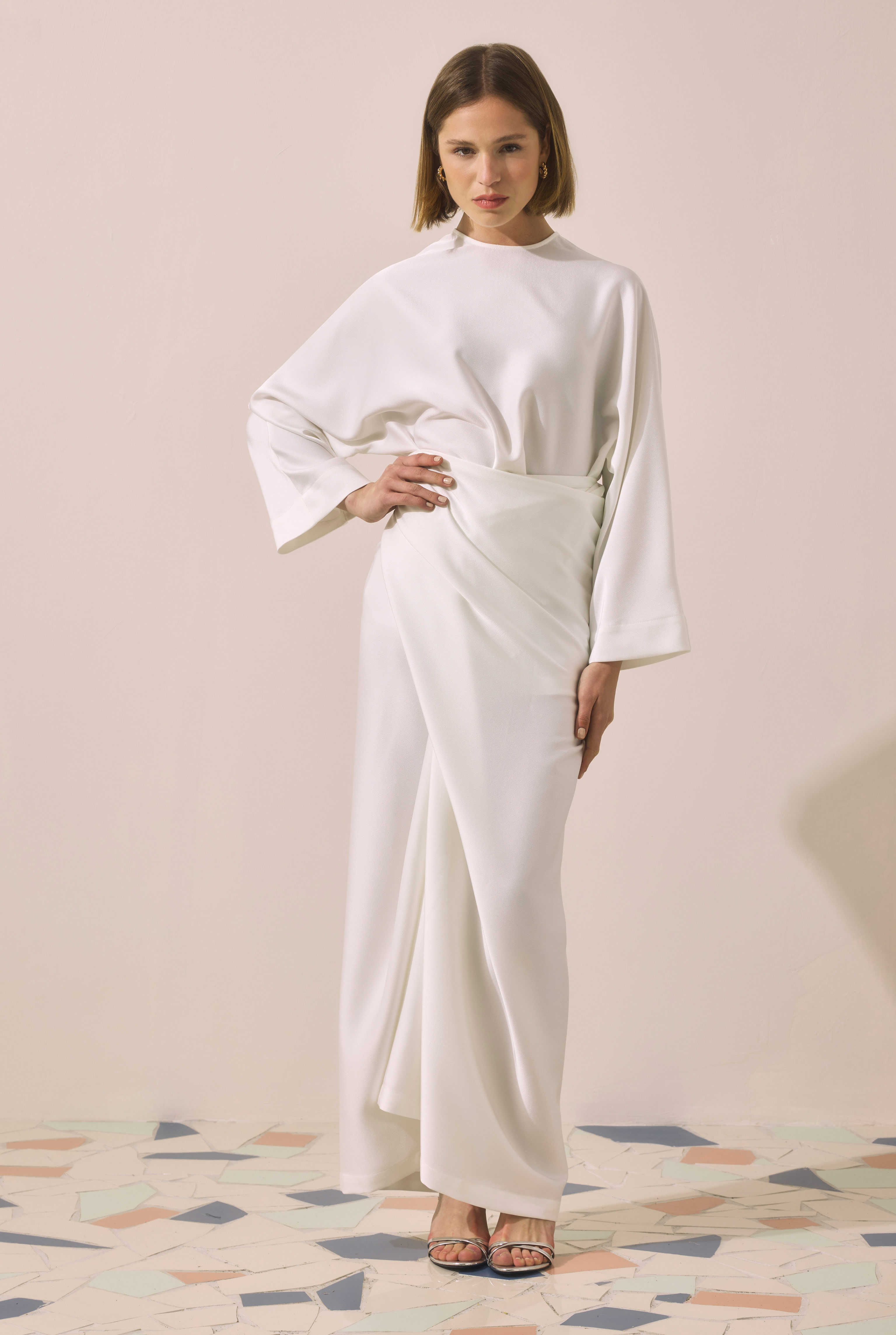 Two-piece Basic Dress Ecru - 1